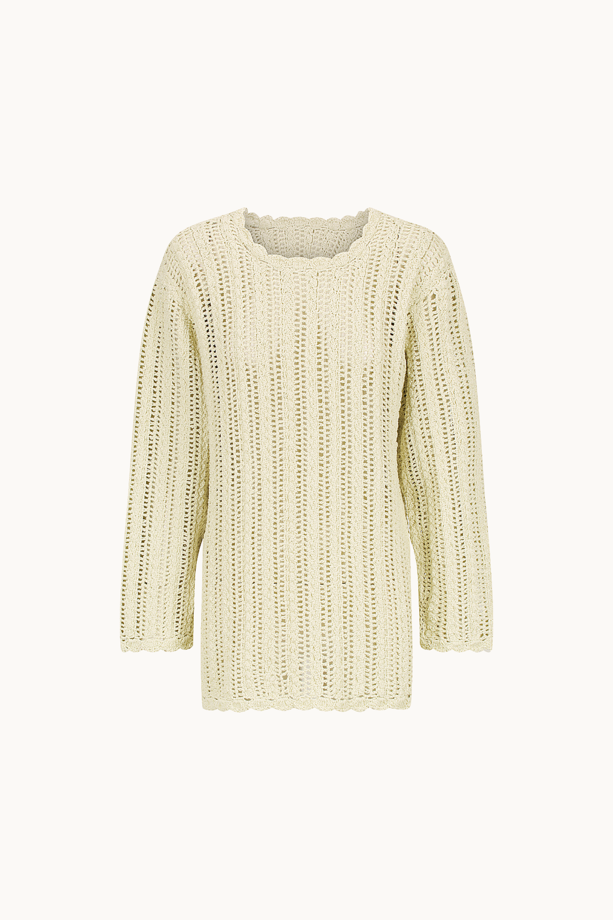 RATTAN HAND CROCHET MINI DRESS CREAM