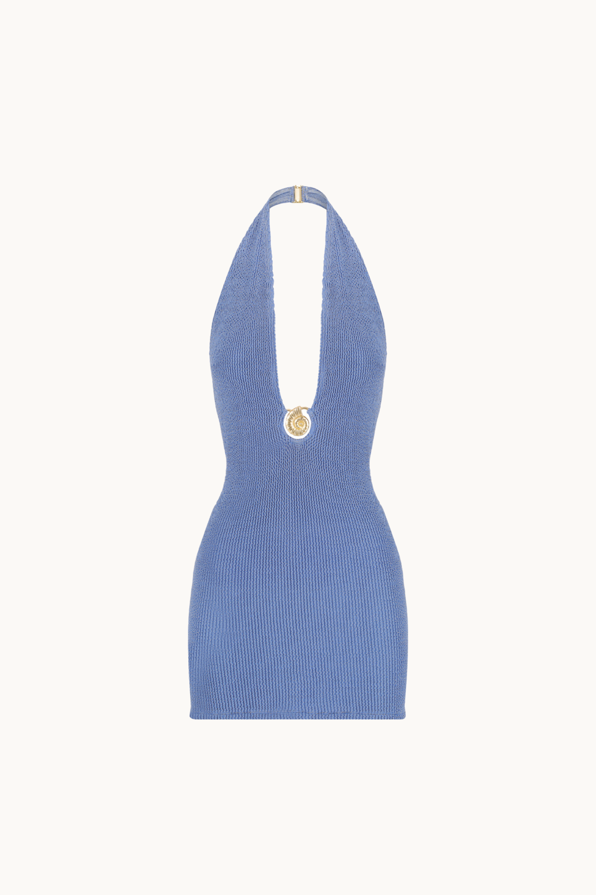 blue lurex knitted mini dress Neptune in Cornflower | Halter Mini Dress #strap dresses
