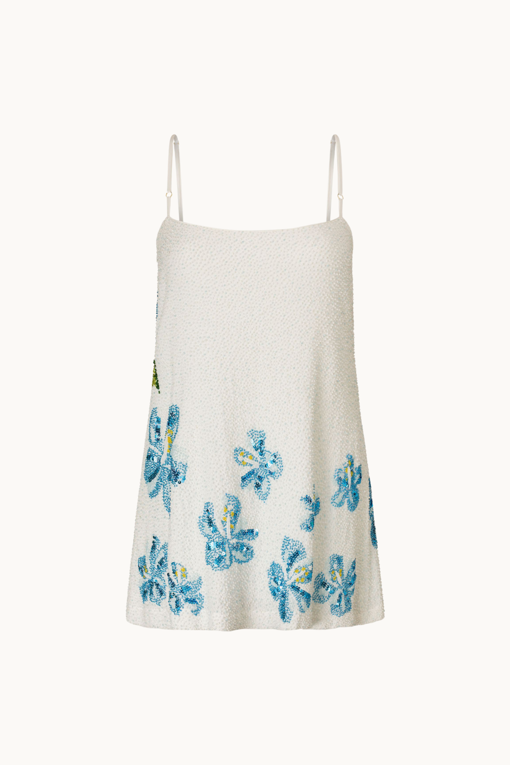 FULL MOON BEADED MINI DRESS - SKY BLUE BEADS