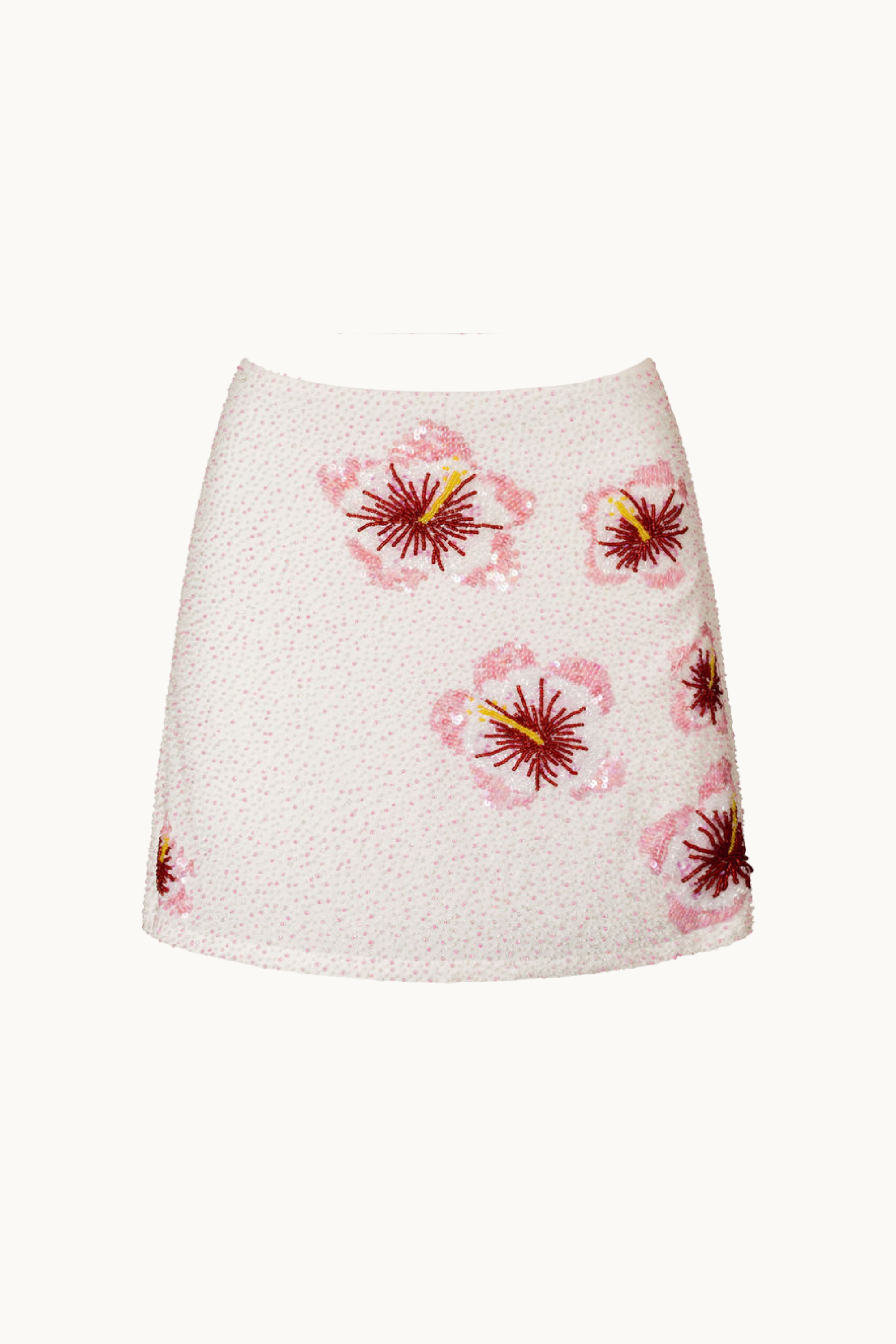FULL MOON BEADED MINI SKIRT - PASTEL PINK