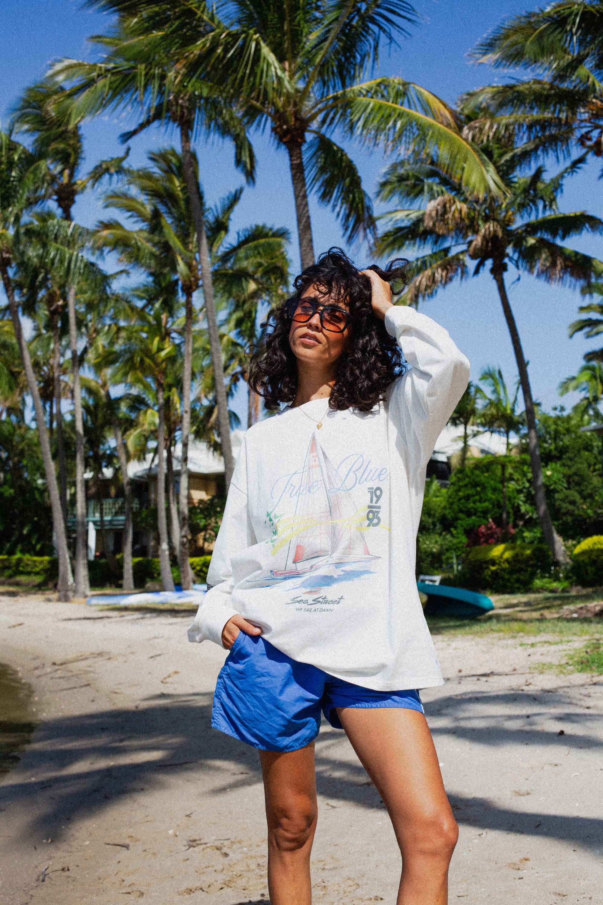 SEA STREET LONG SLEEVE T-SHIRT - TRUE BLUE
