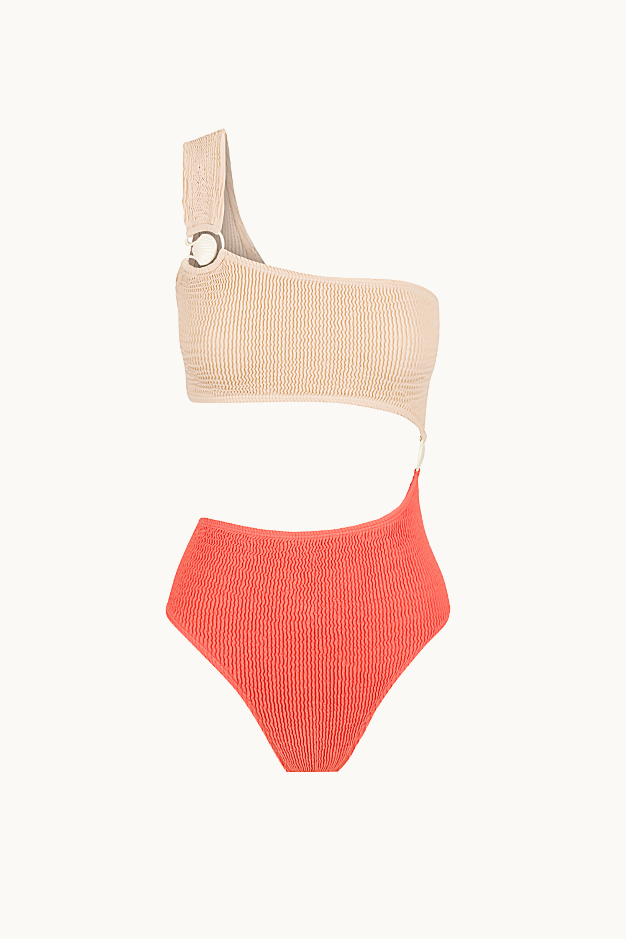 SCALLOP MAILLOT CORAL AND SHELL