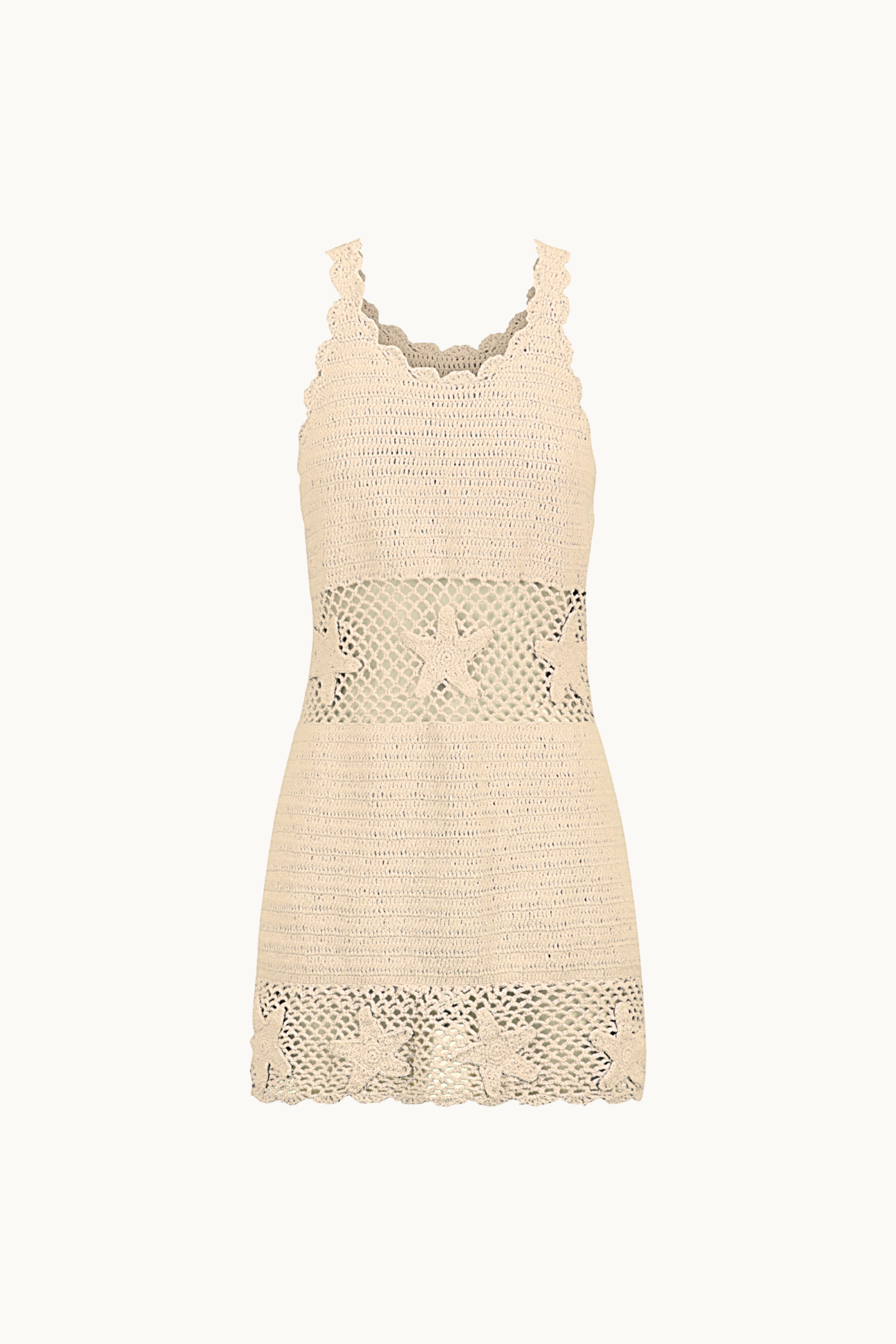 MEDITERRANEAN CROCHET MINI DRESS - CREAM
