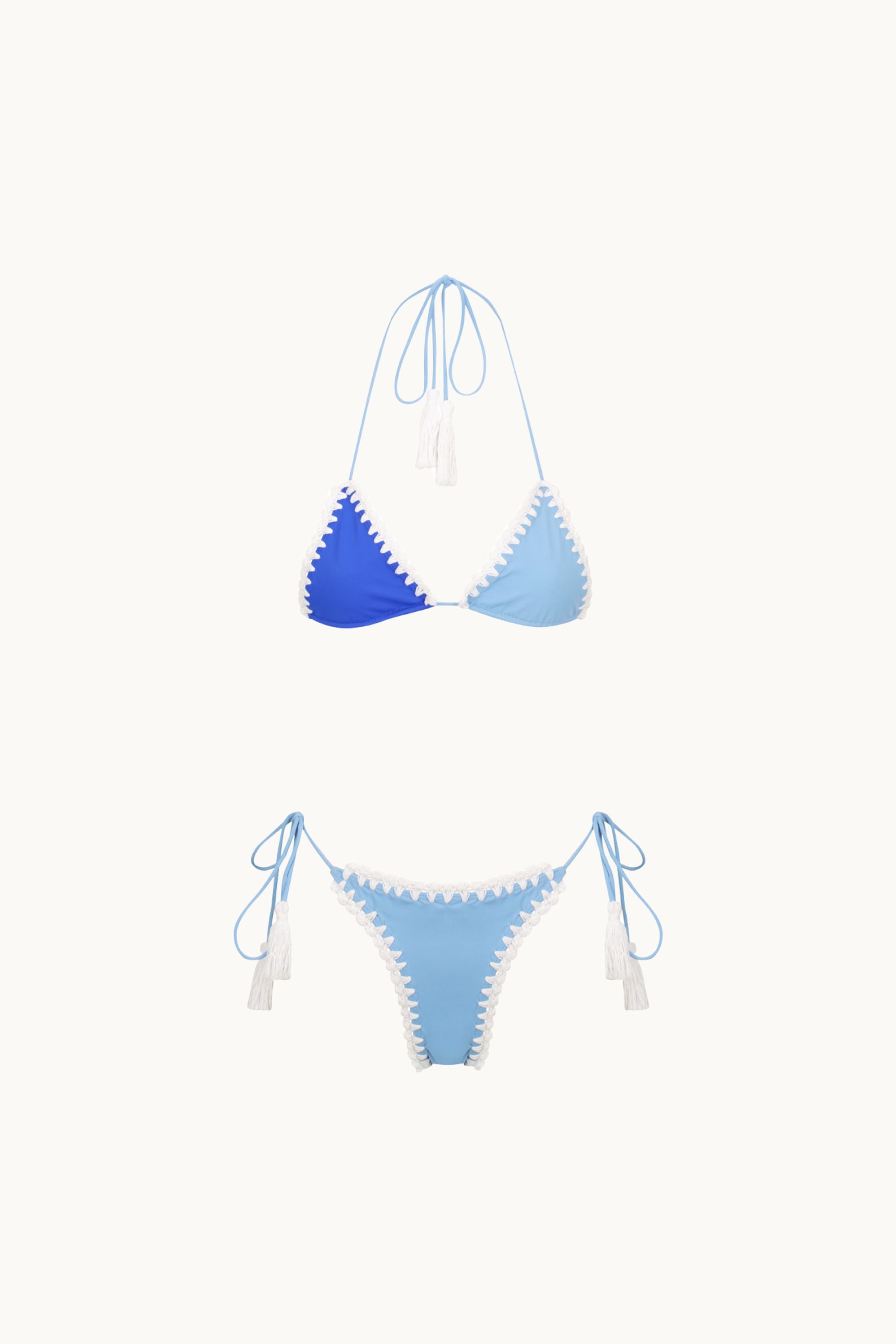 PEACHES CROCHET TRIM KINI - BLUE HUES