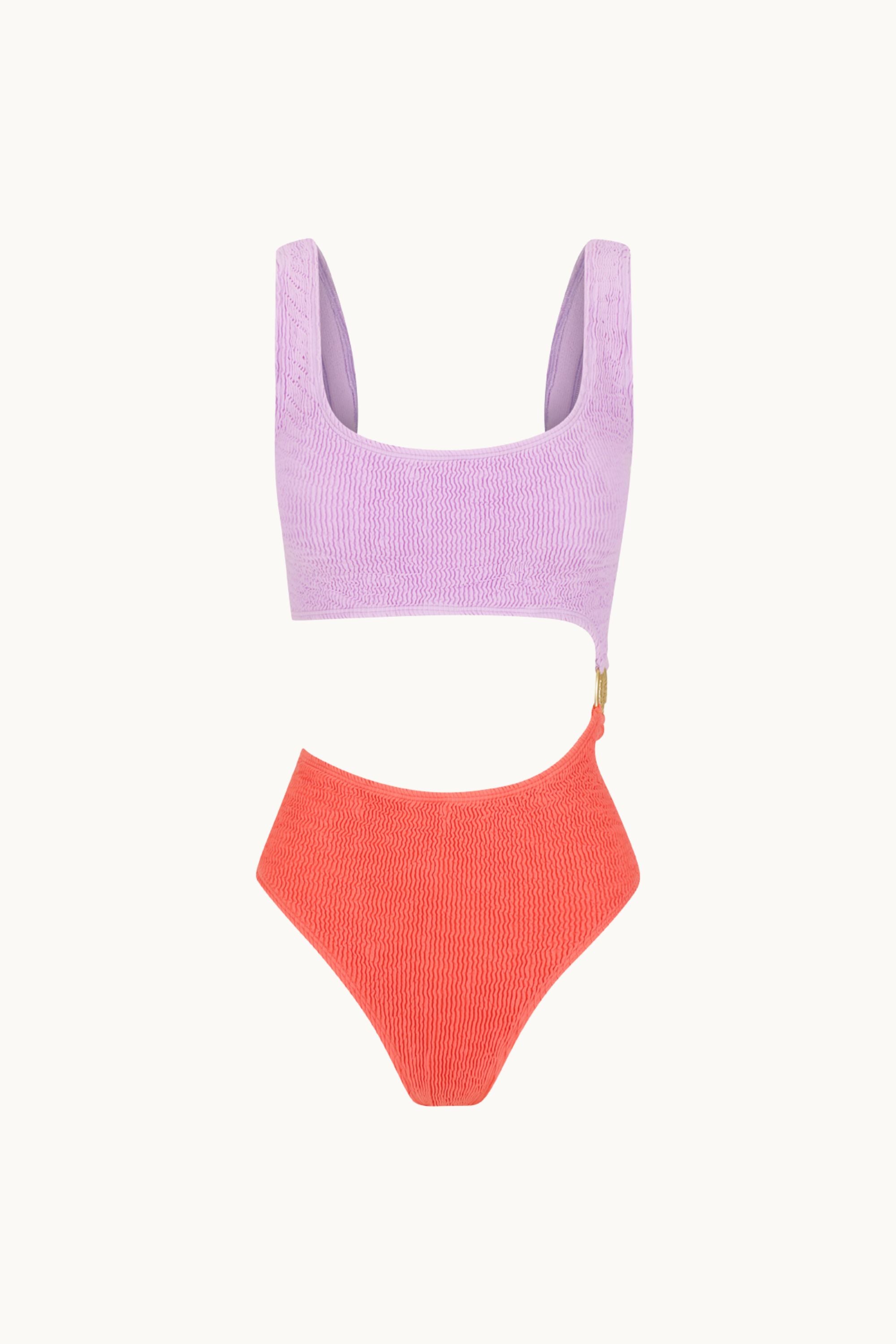 AQUATIC MAILLOT CORAL AND LILAC