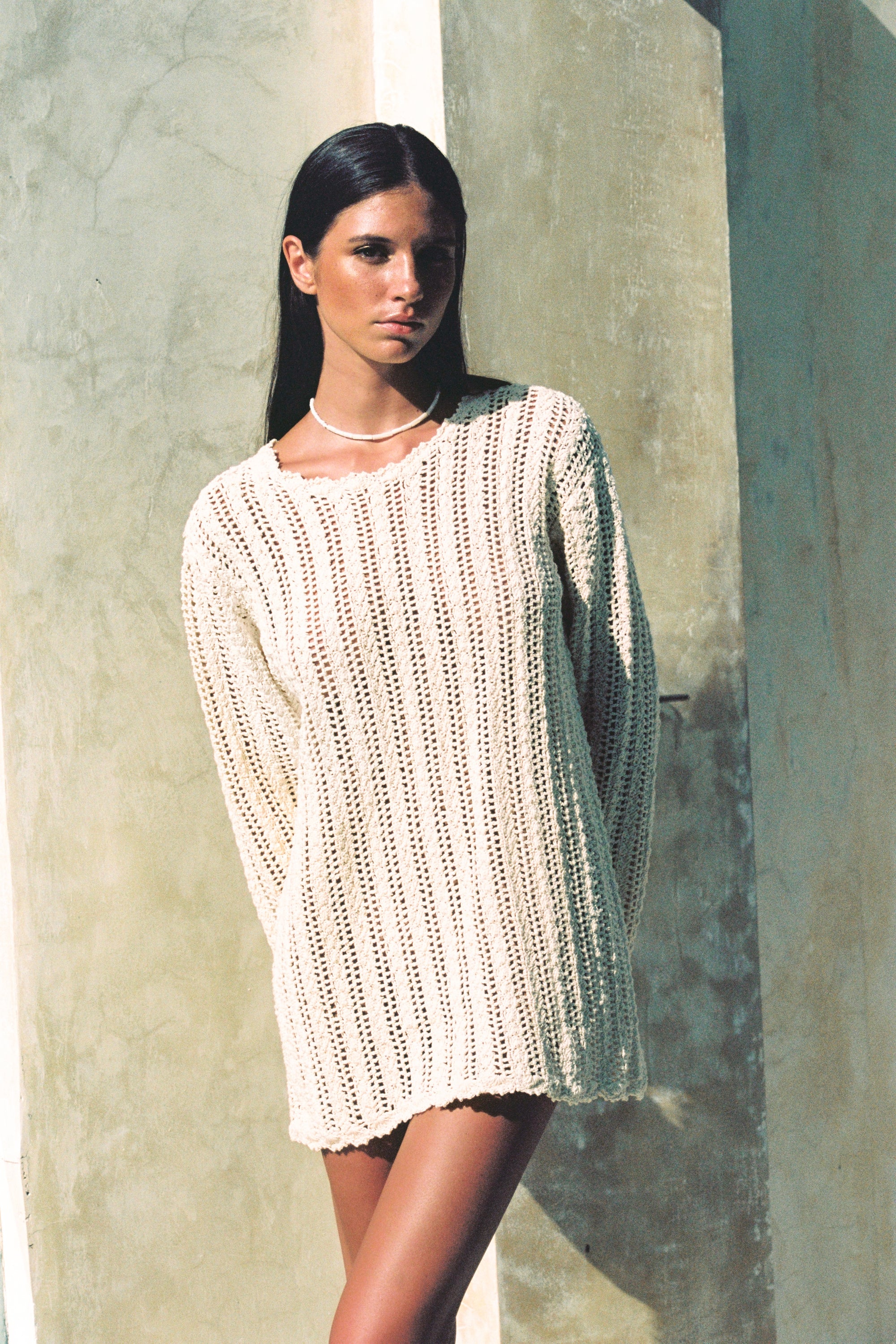 RATTAN HAND CROCHET MINI DRESS - CREAM RATTAN HAND CROCHET MINI DRESS - CREAM