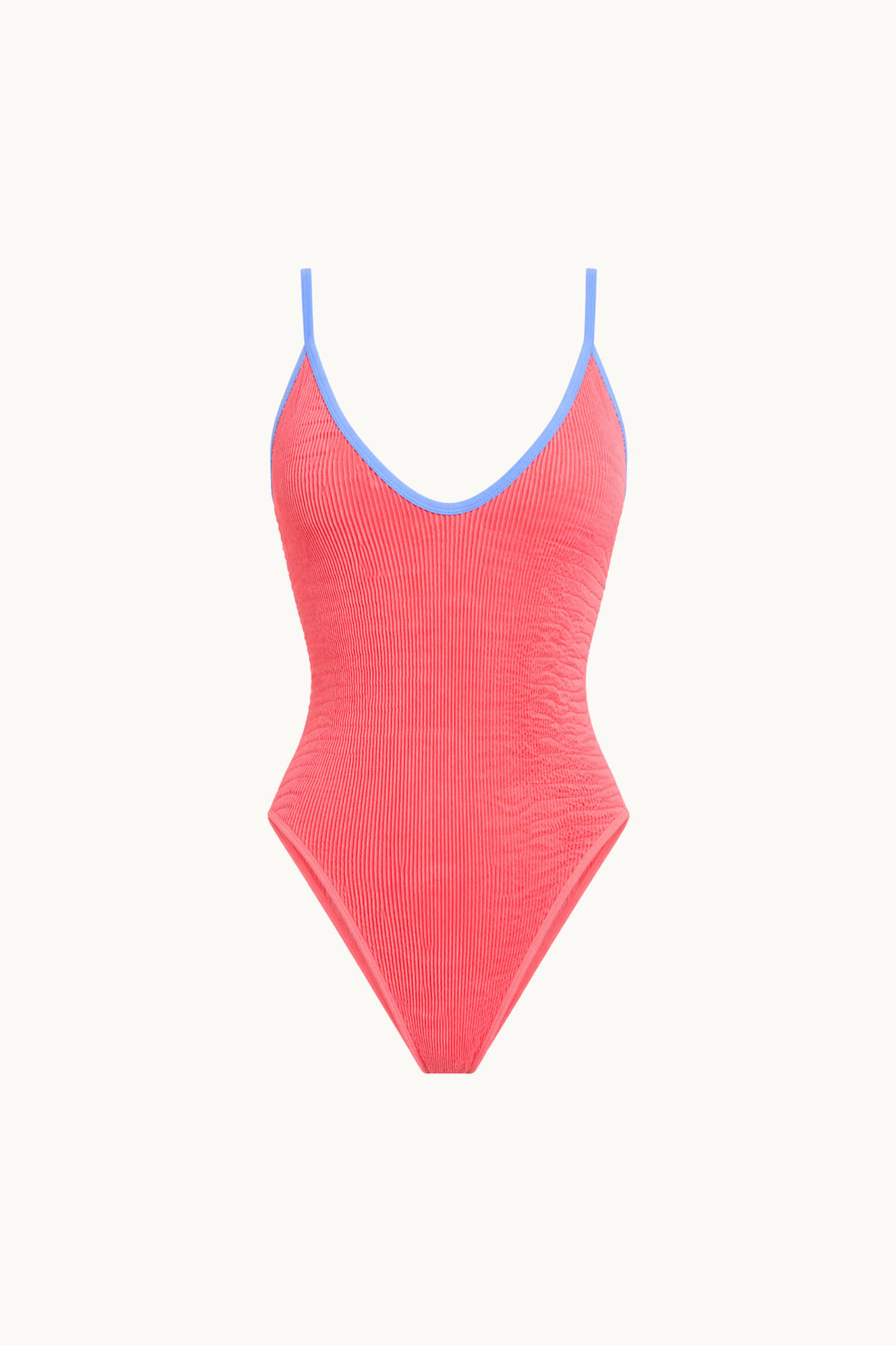 SUNCHASER MAILLOT - CORAL (CORNFLOWER BINDING)