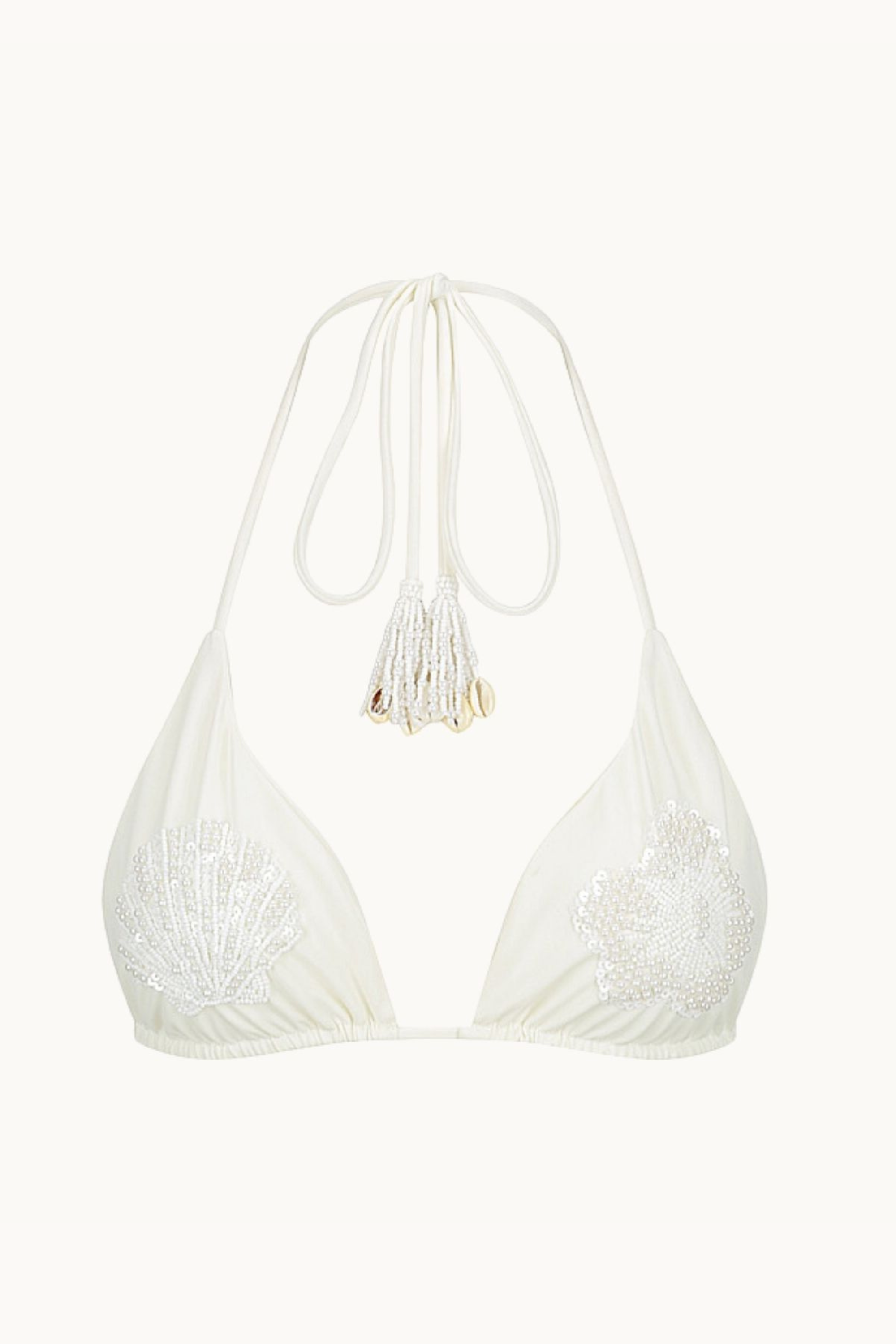 BEADED KINI TOP - HIBISCUS CREAM