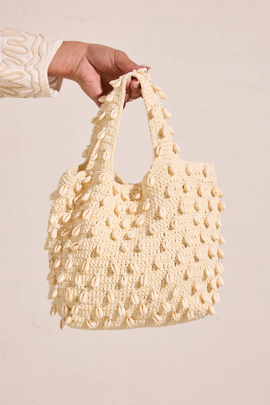 COWRIE SHELL CROCHET BAG