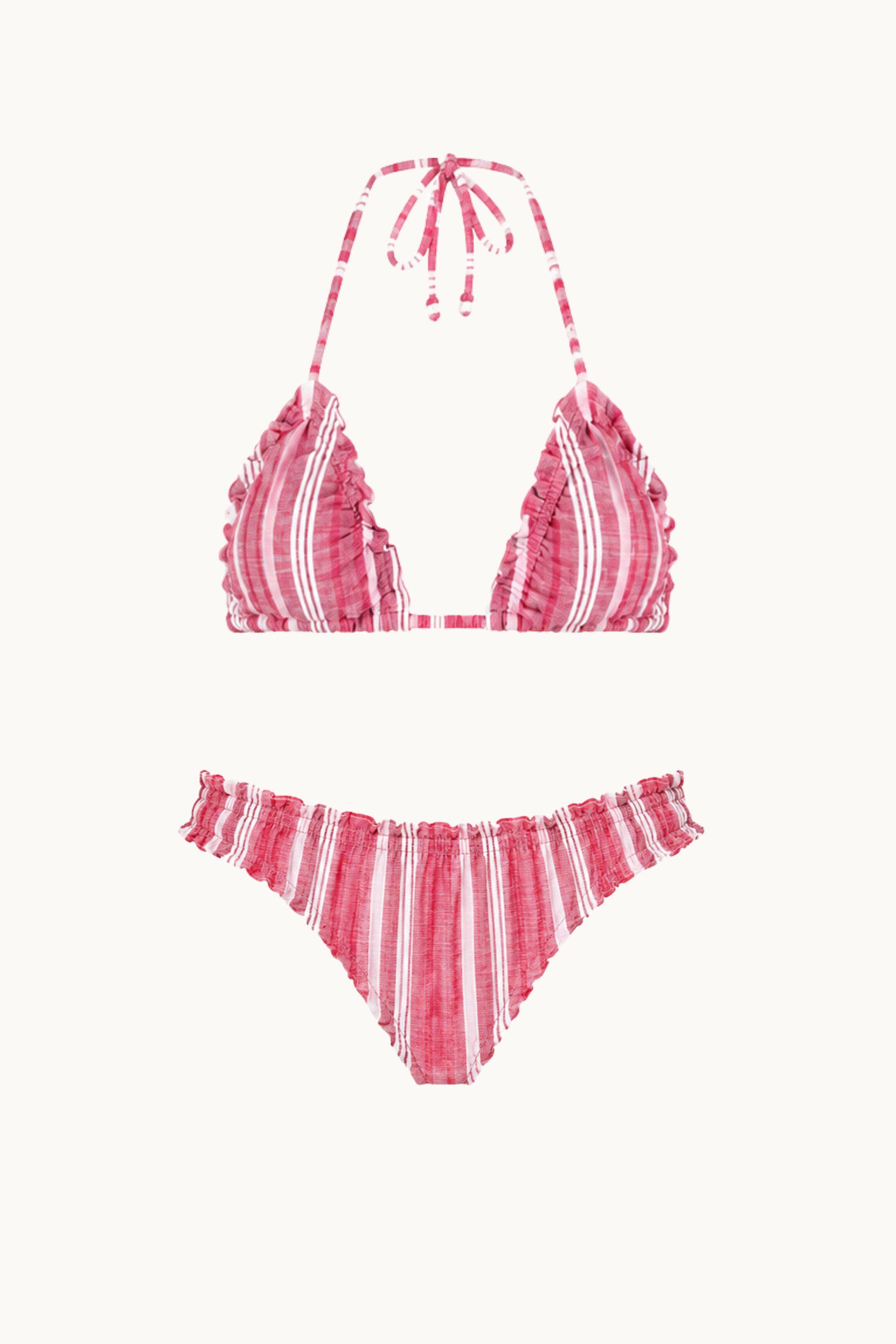 MAHALO TRIANGLE KINI SET - CHERRY STRIPE