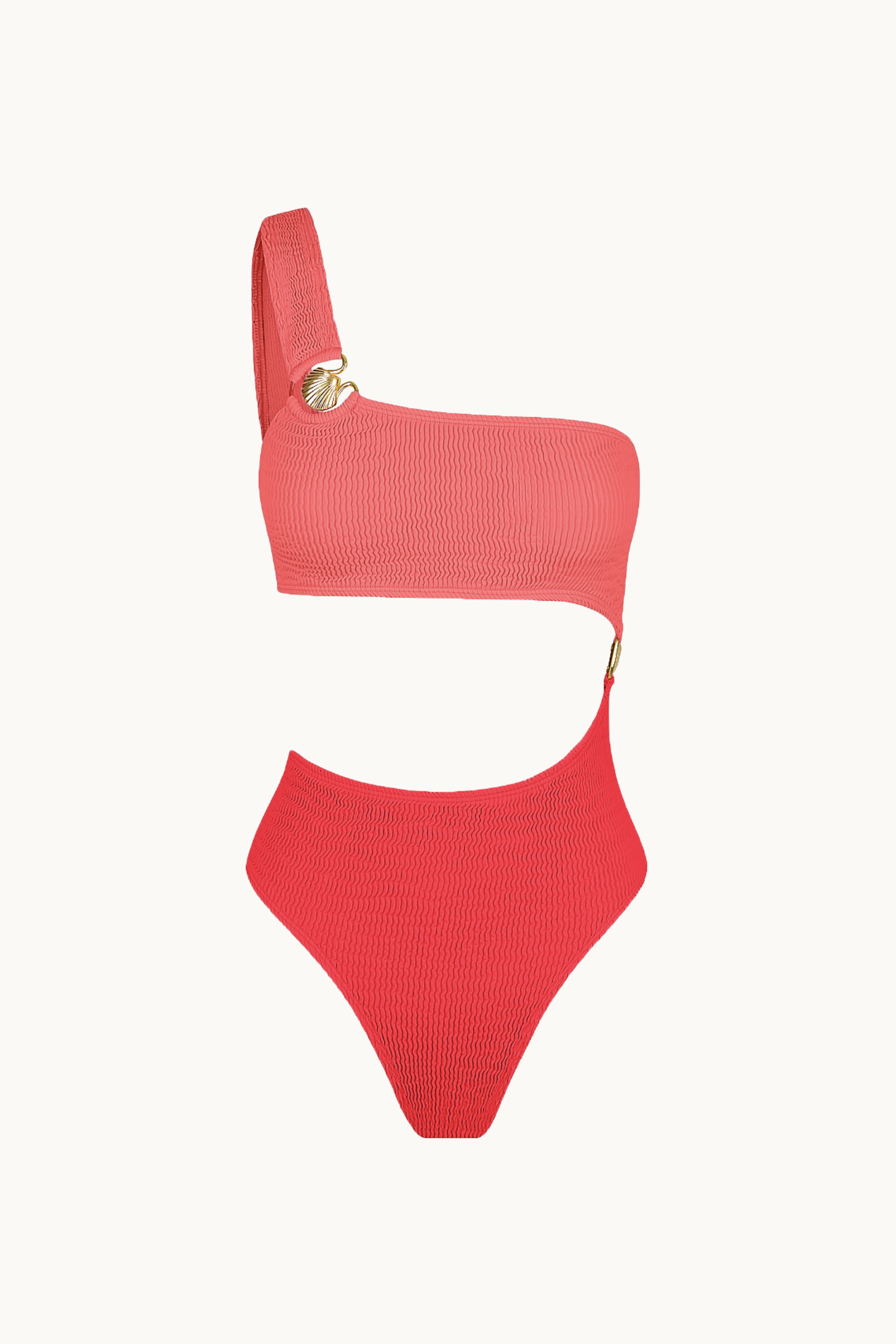 SCALLOP MAILLOT - CORAL & CHERRY