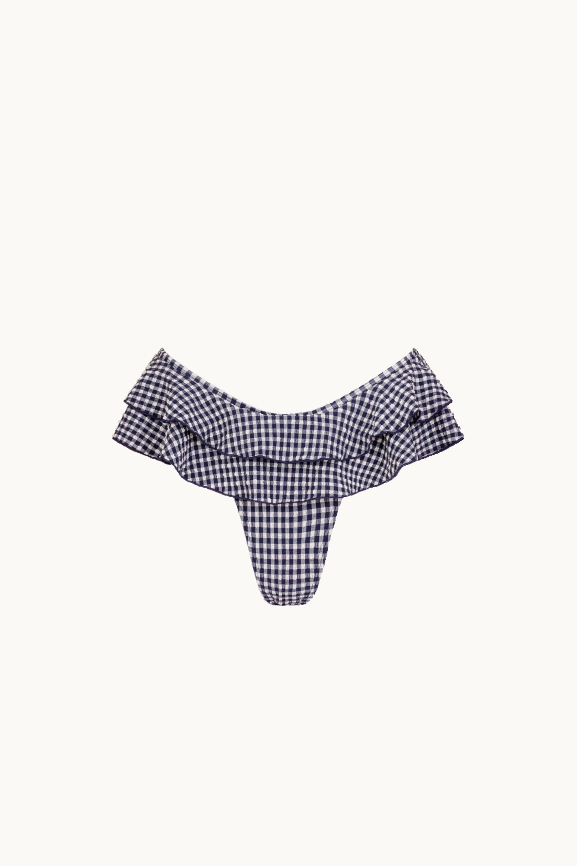FRILLY BRIEF - NAVY CHECK
