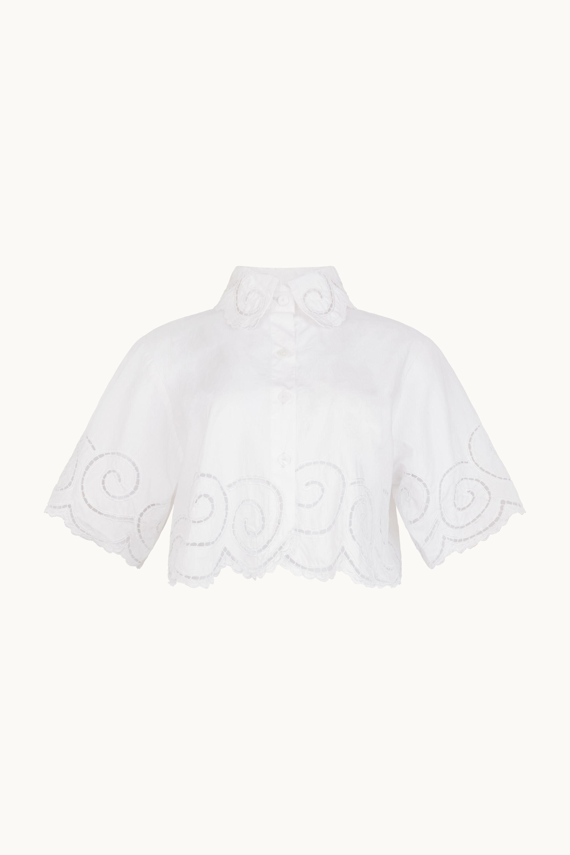 PEACOCK CROP SHIRT - WHITE