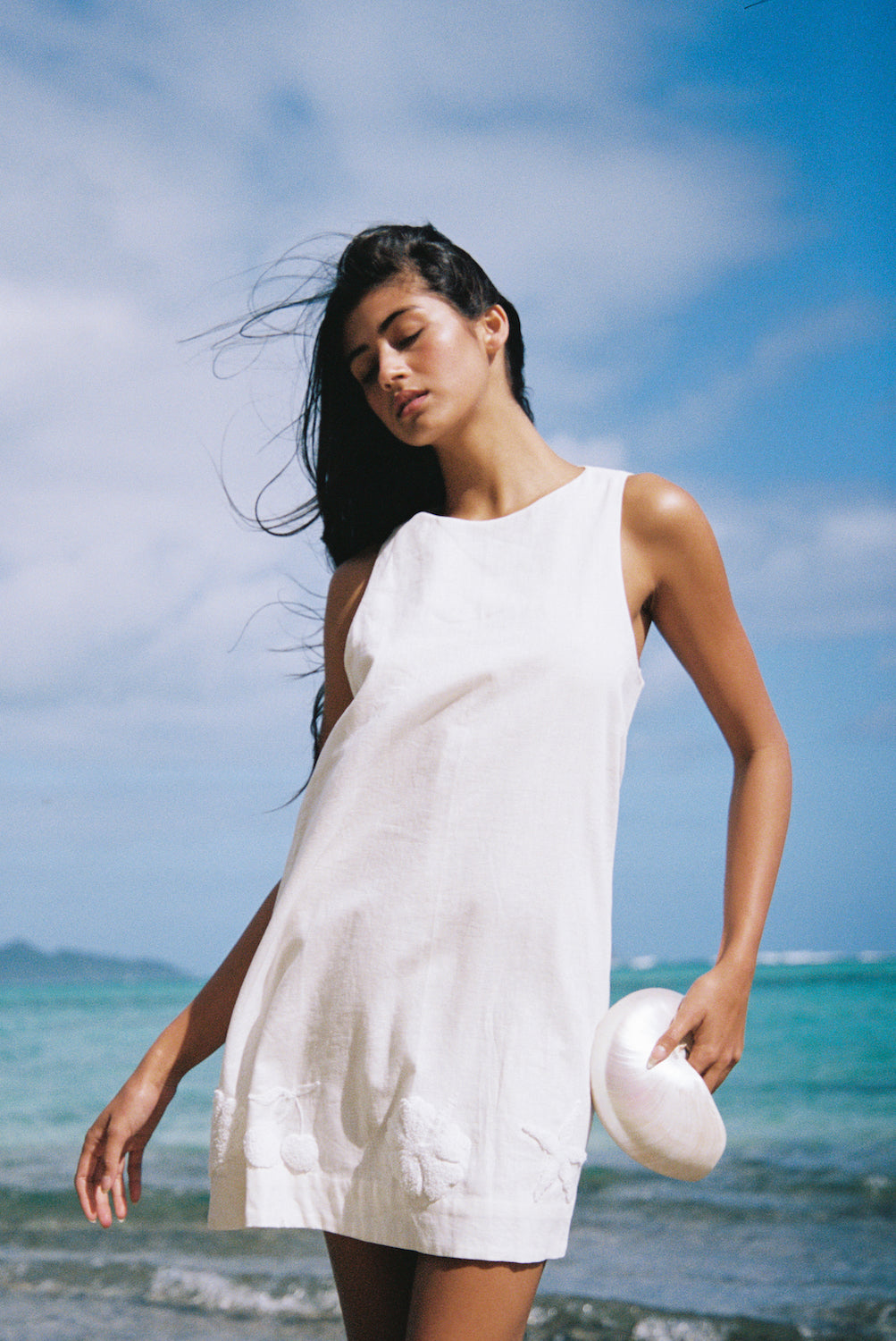 OHANA LINEN MINI DRESS - IVORY