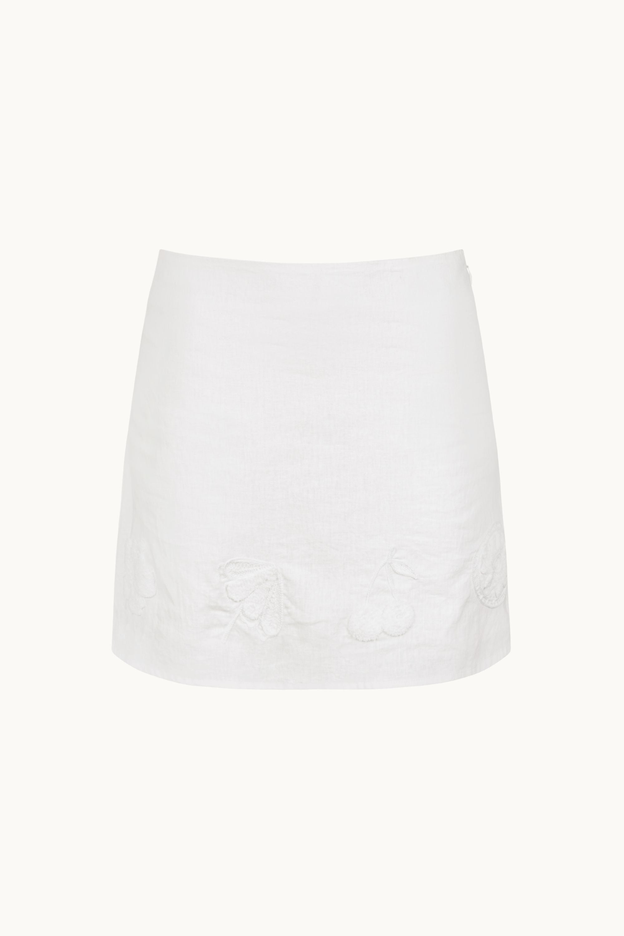 FLORES MINI LINEN SKIRT - WHITE