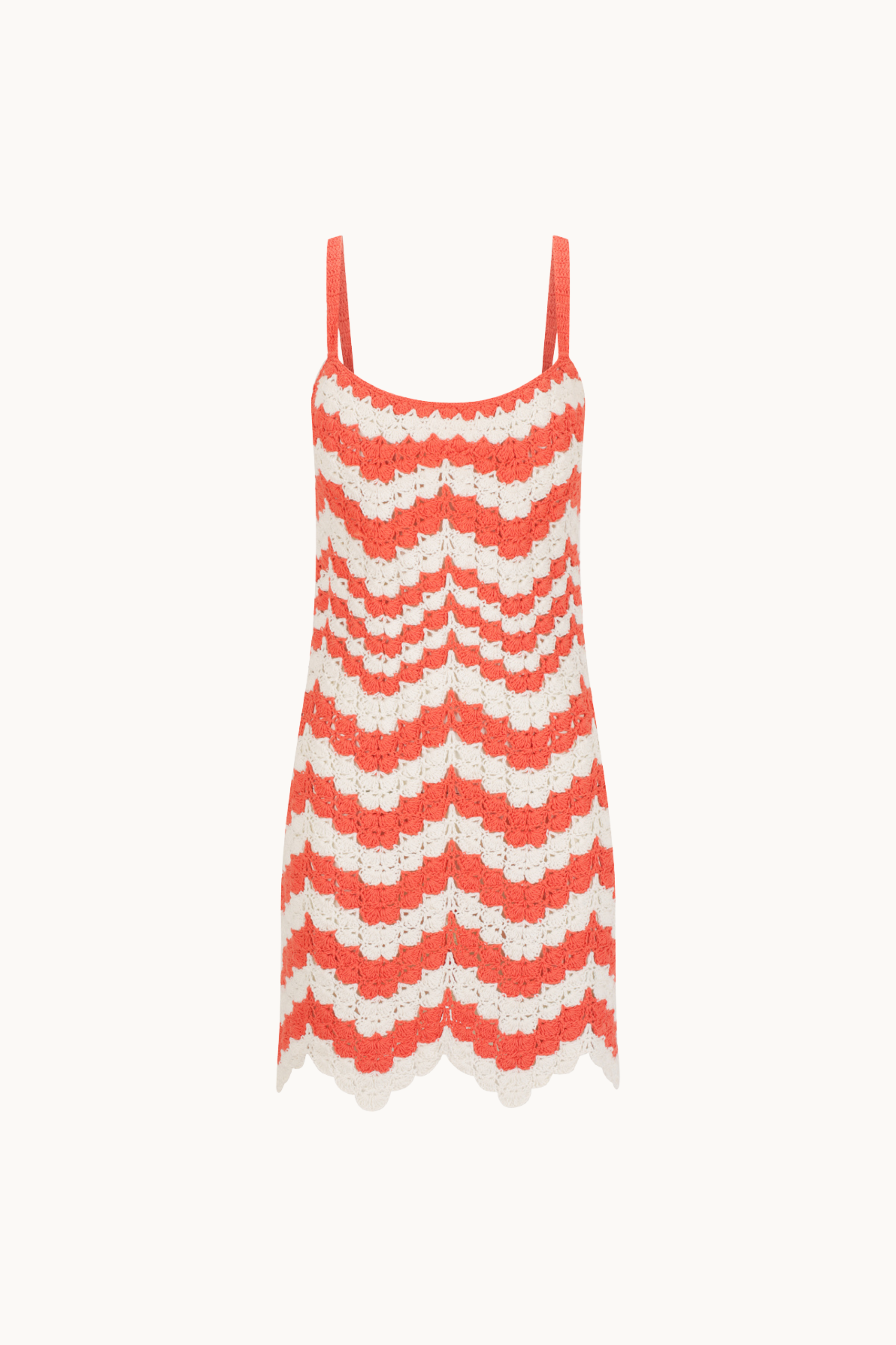 MOLOKAI CROCHET DRESS - CREAM & CORAL