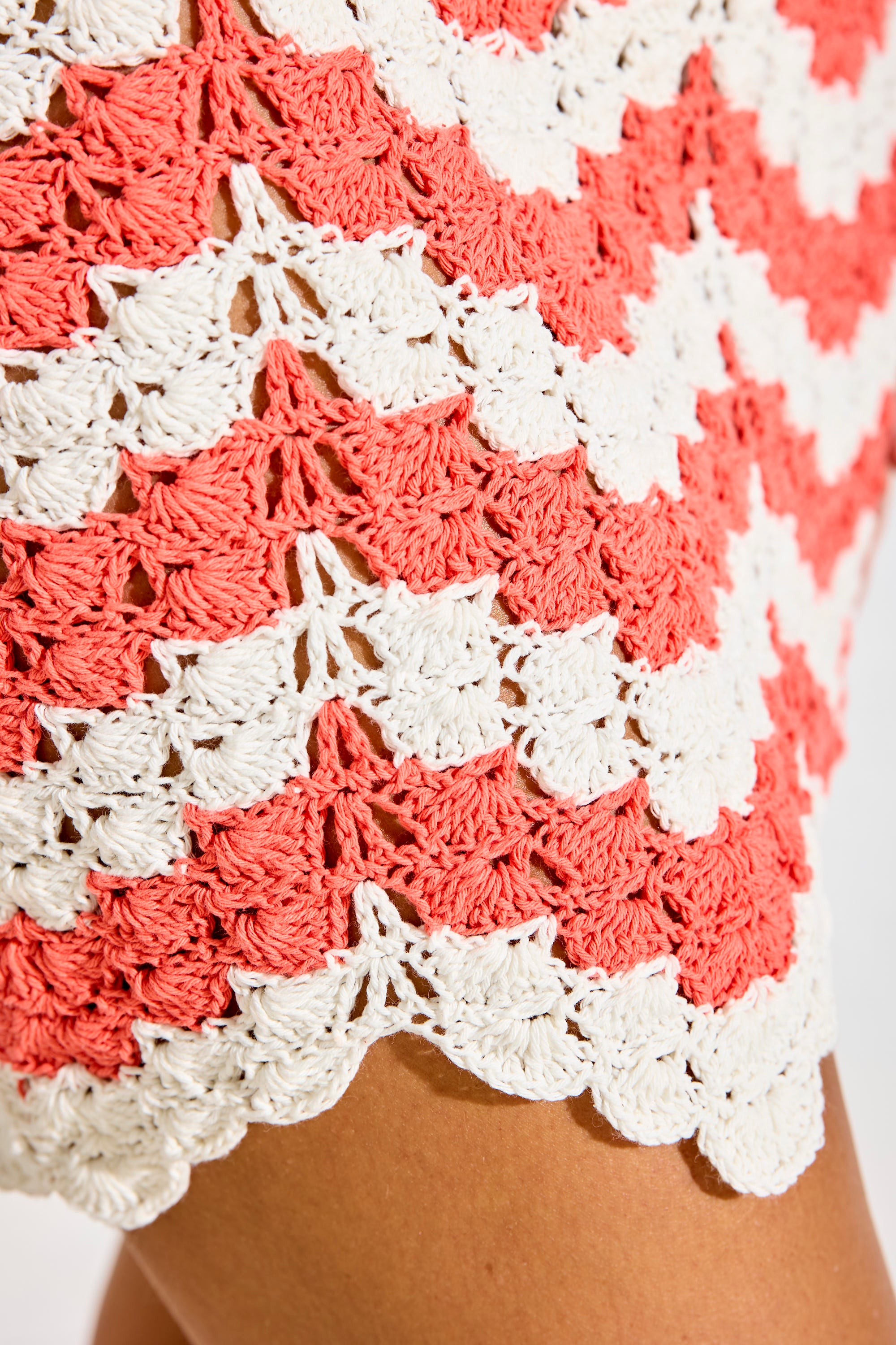 MOLOKAI CROCHET DRESS - CREAM & CORAL