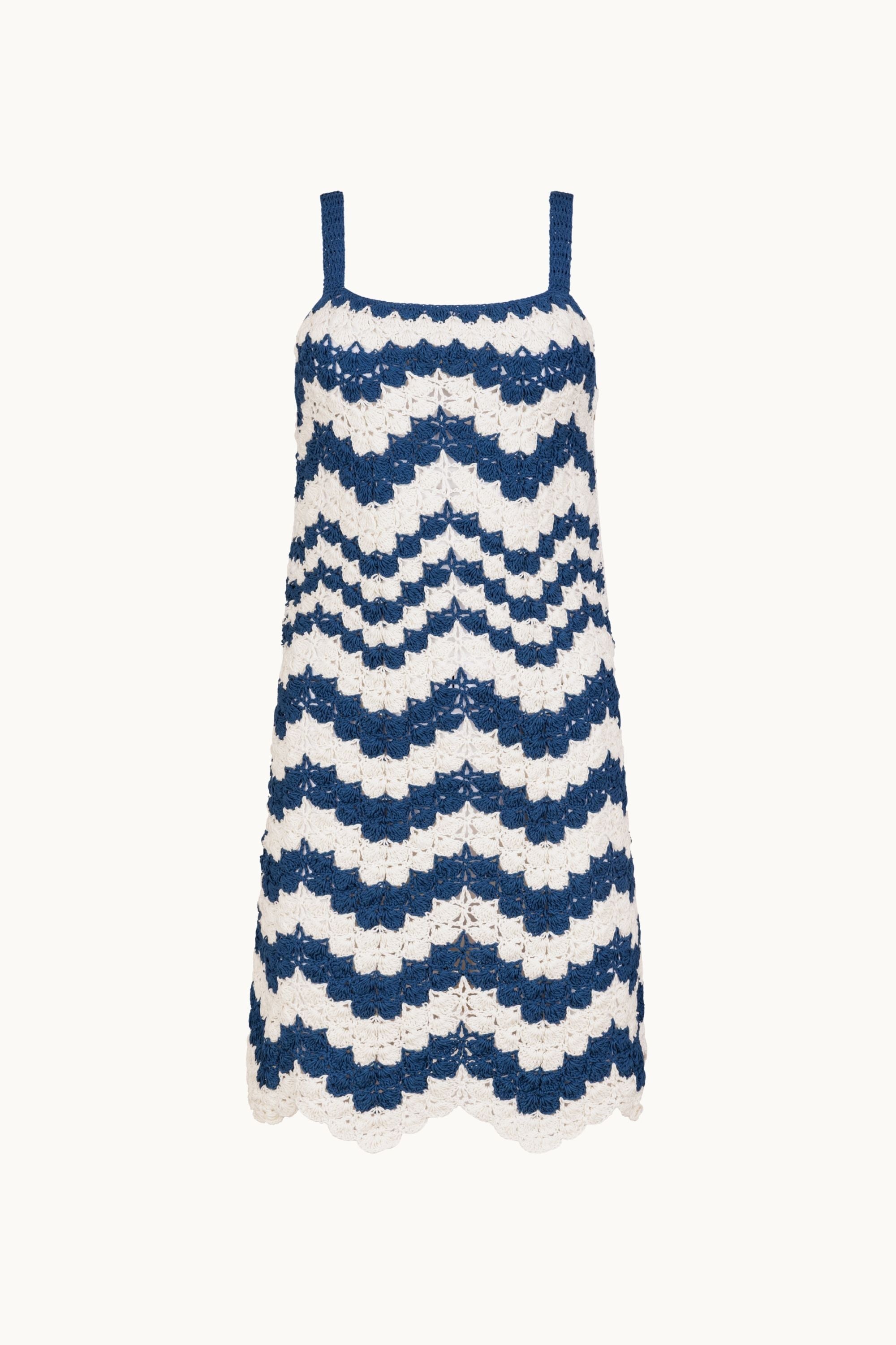 MOLOKAI CROCHET DRESS - NAVY & CREAM