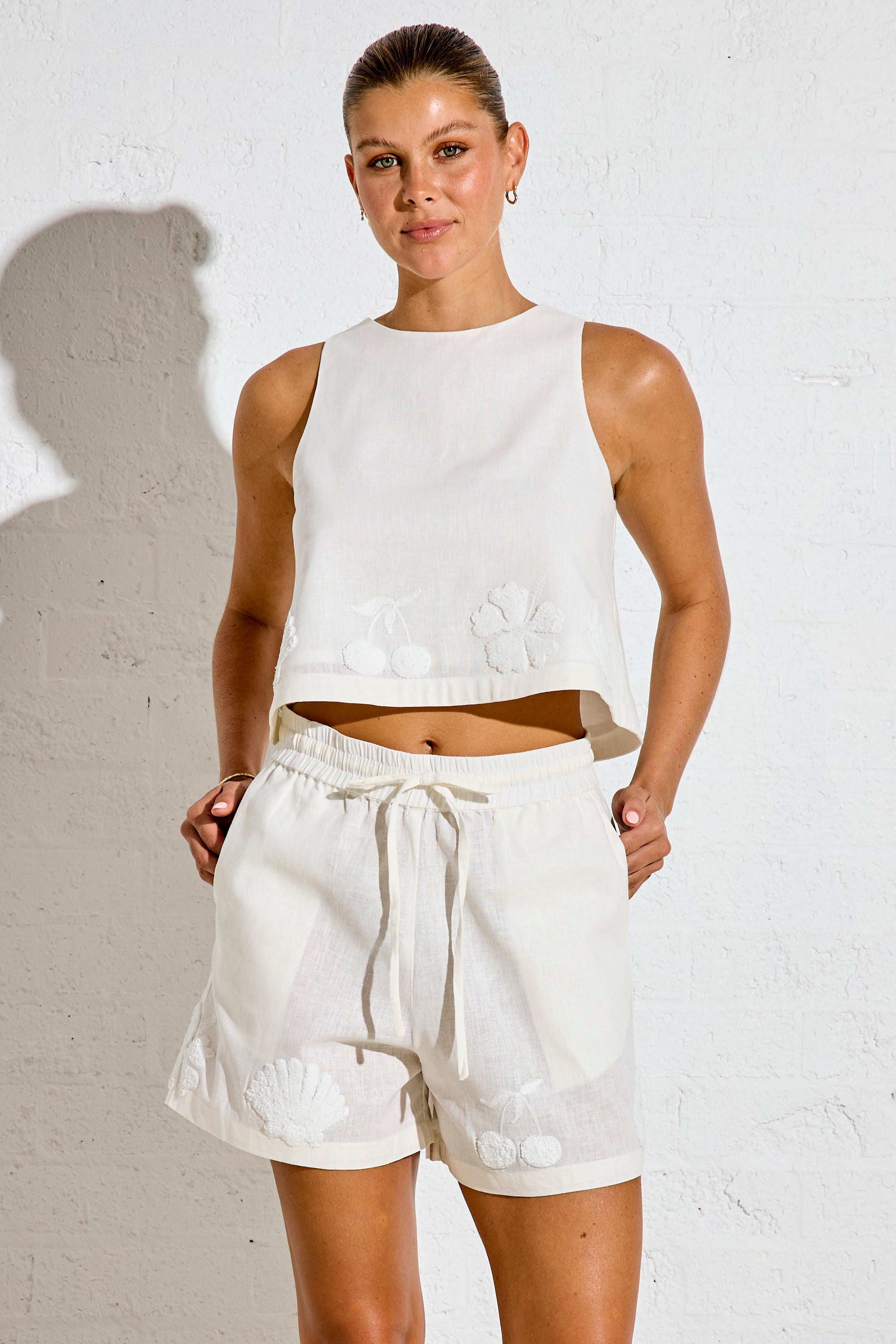 WAHINE LINEN CROP - IVORY