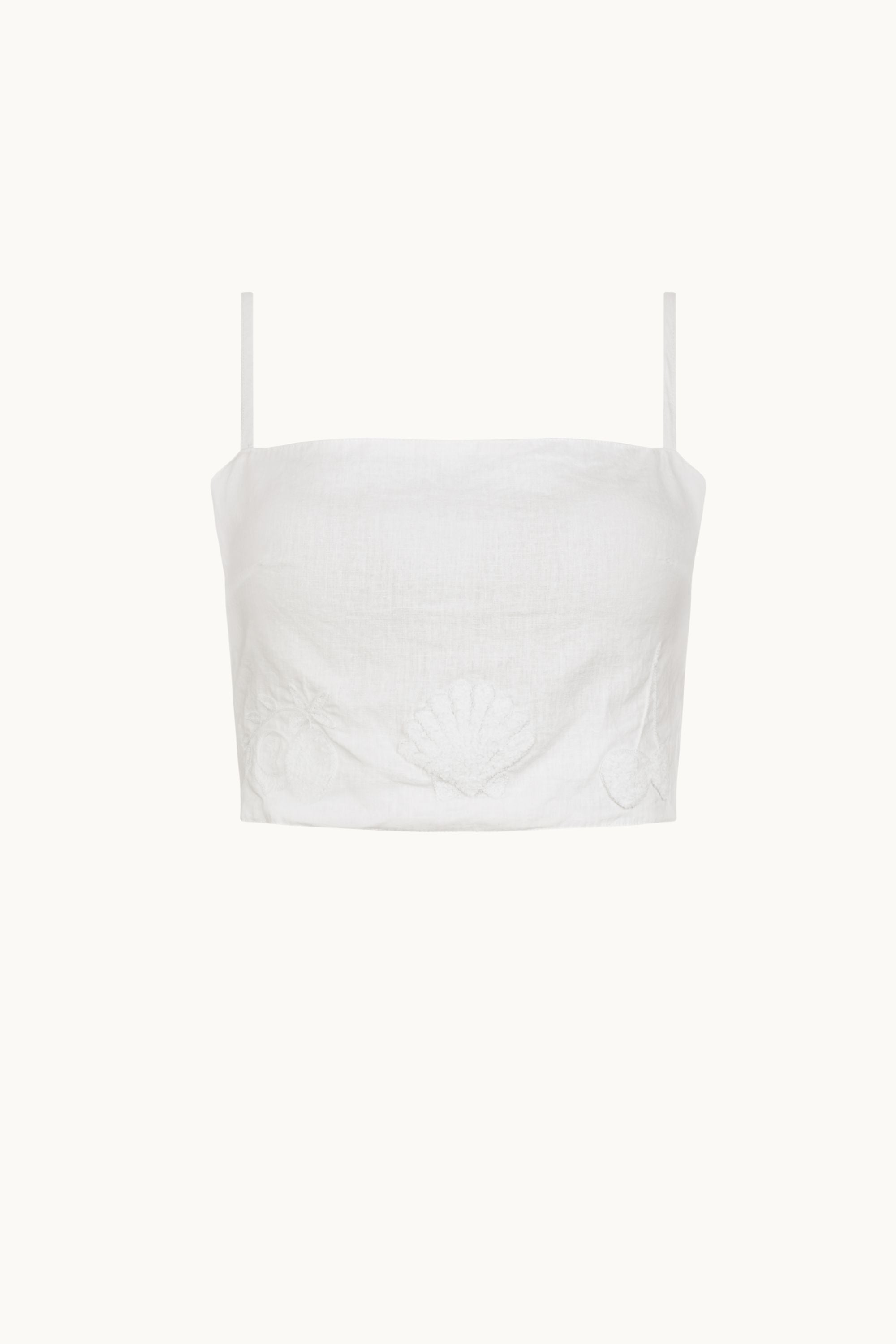 NAMASTE LINEN CROP - WHITE LINEN