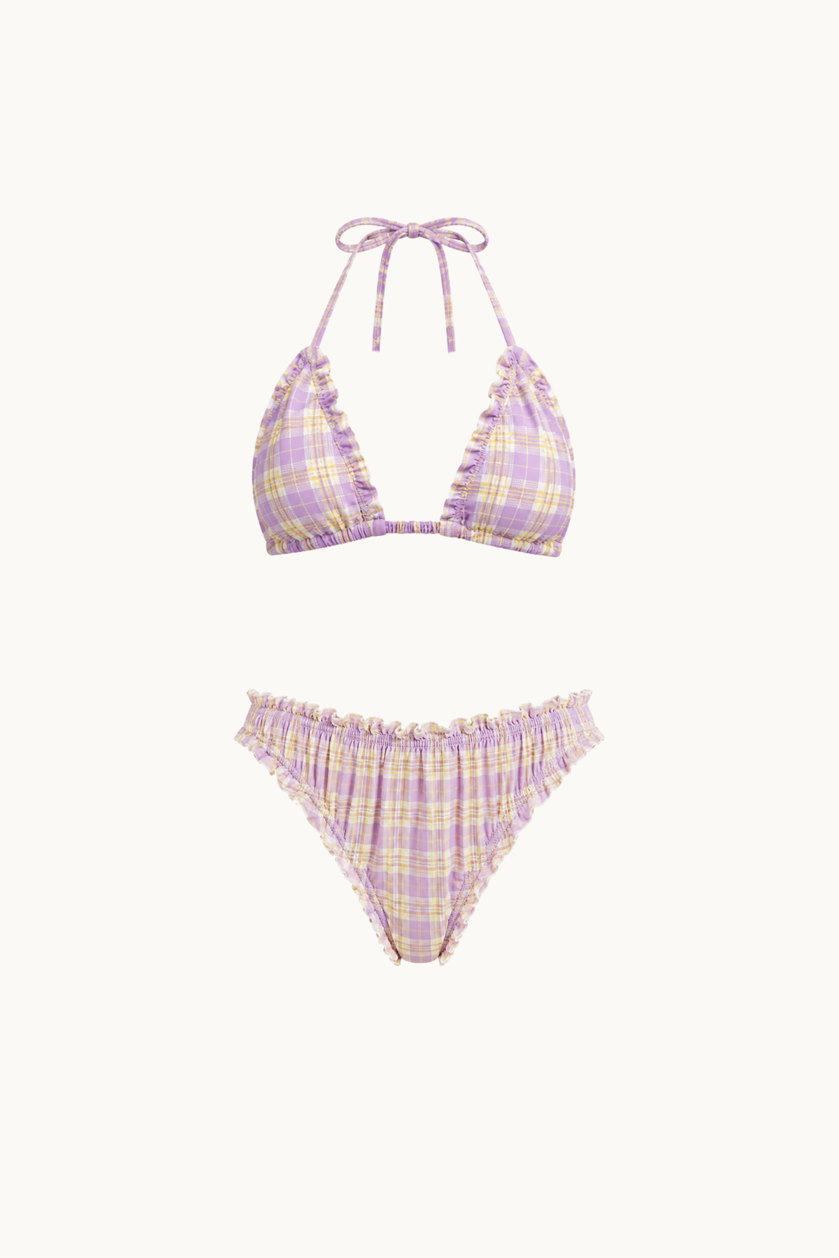 MAHALO TRIANGLE KINI SET - PURPLE CHECK
