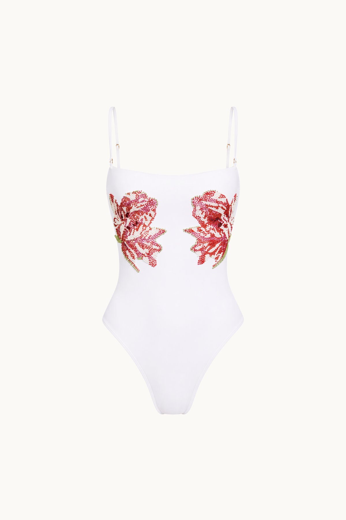 PEONY BEADED MAILLOT - WHITE