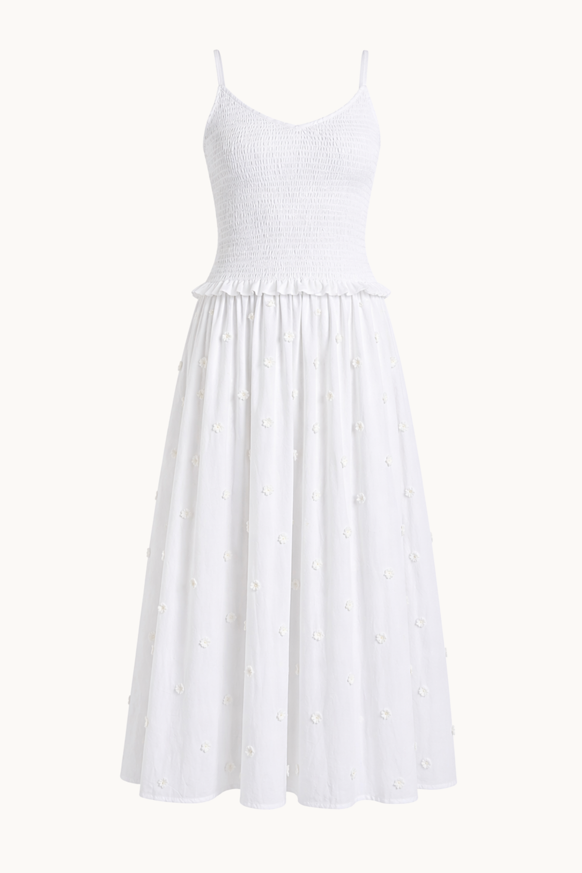 DAISY CHAIN COTTON MAXI DRESS - WHITE