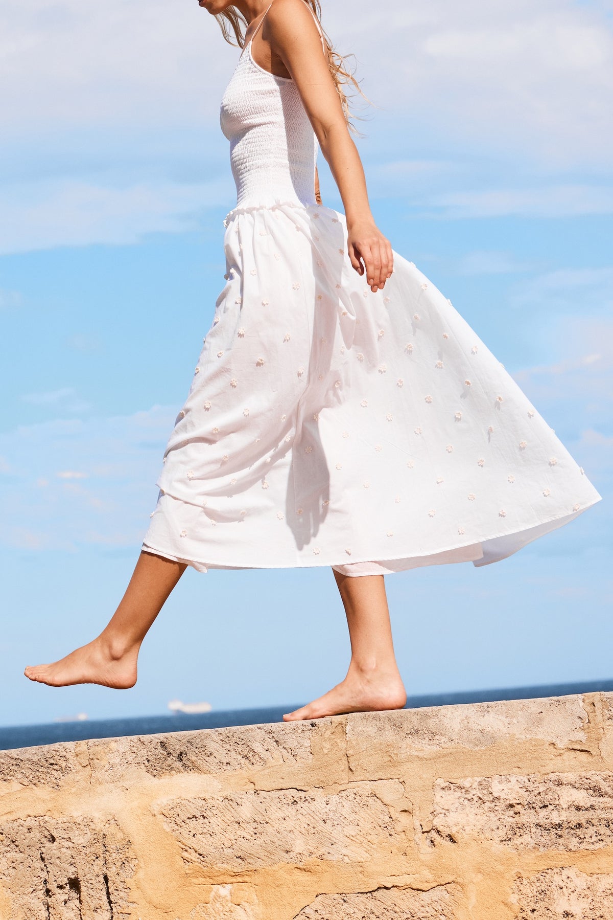 DAISY CHAIN COTTON MAXI DRESS - WHITE