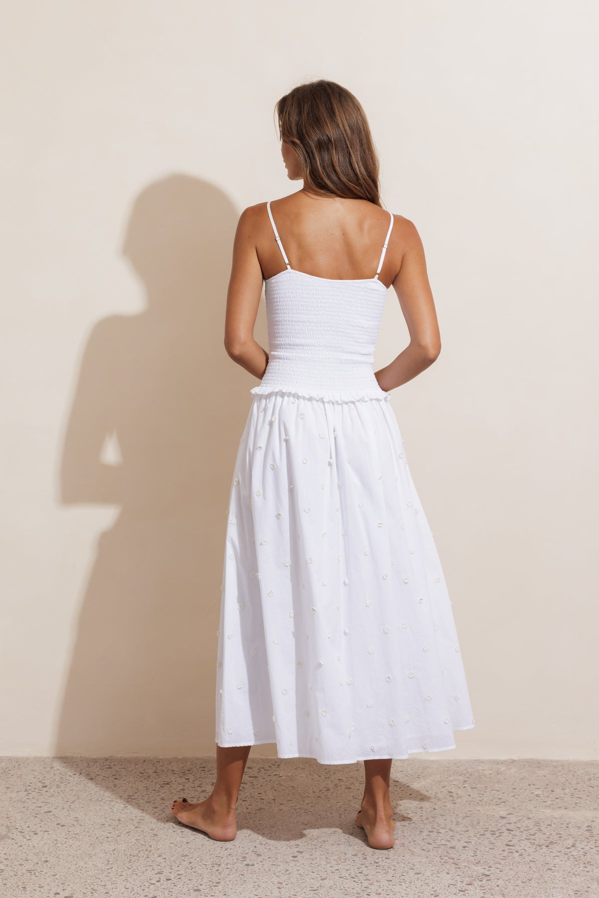 DAISY CHAIN COTTON MAXI DRESS - WHITE