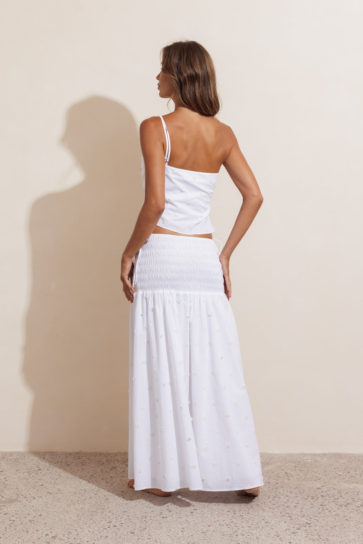 DAISY CHAIN COTTON MAXI SKIRT - WHITE