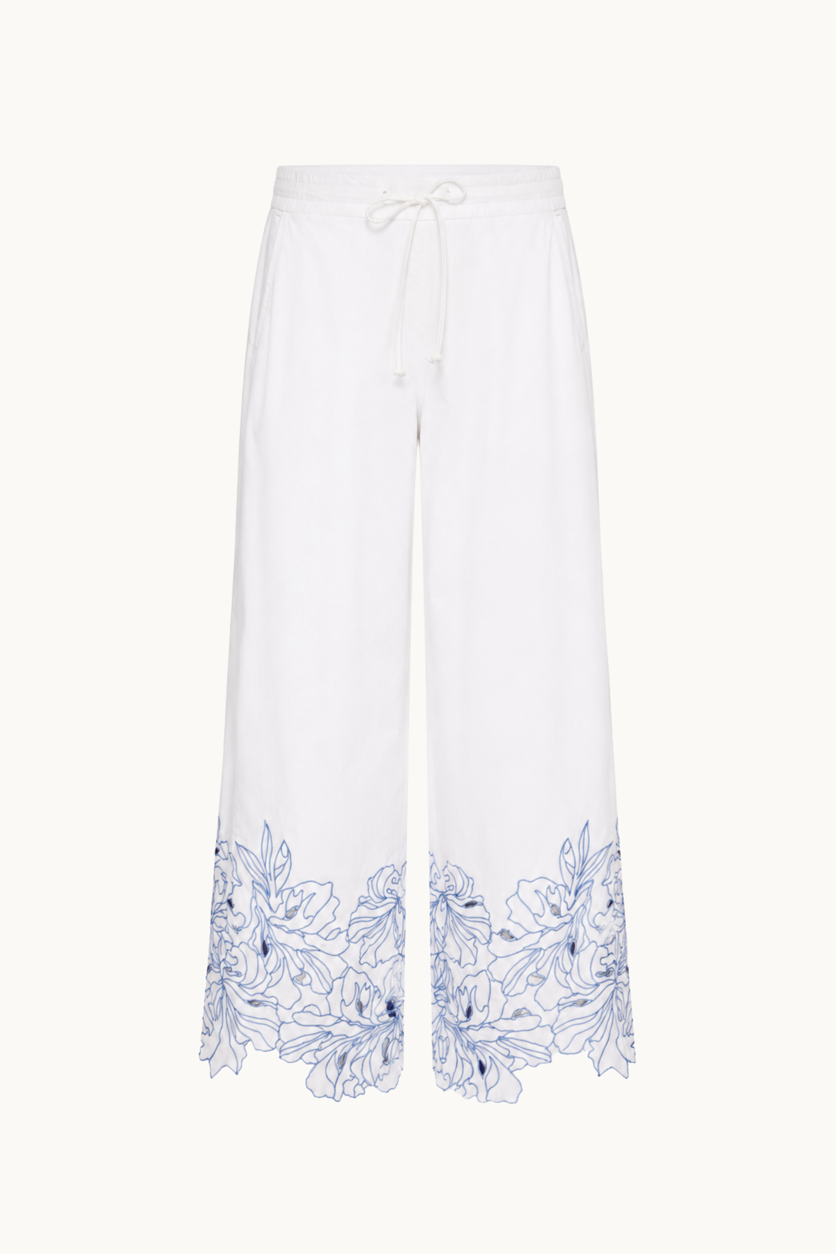 EVERLASTING EMBROIDERED PANTS - WHITE
