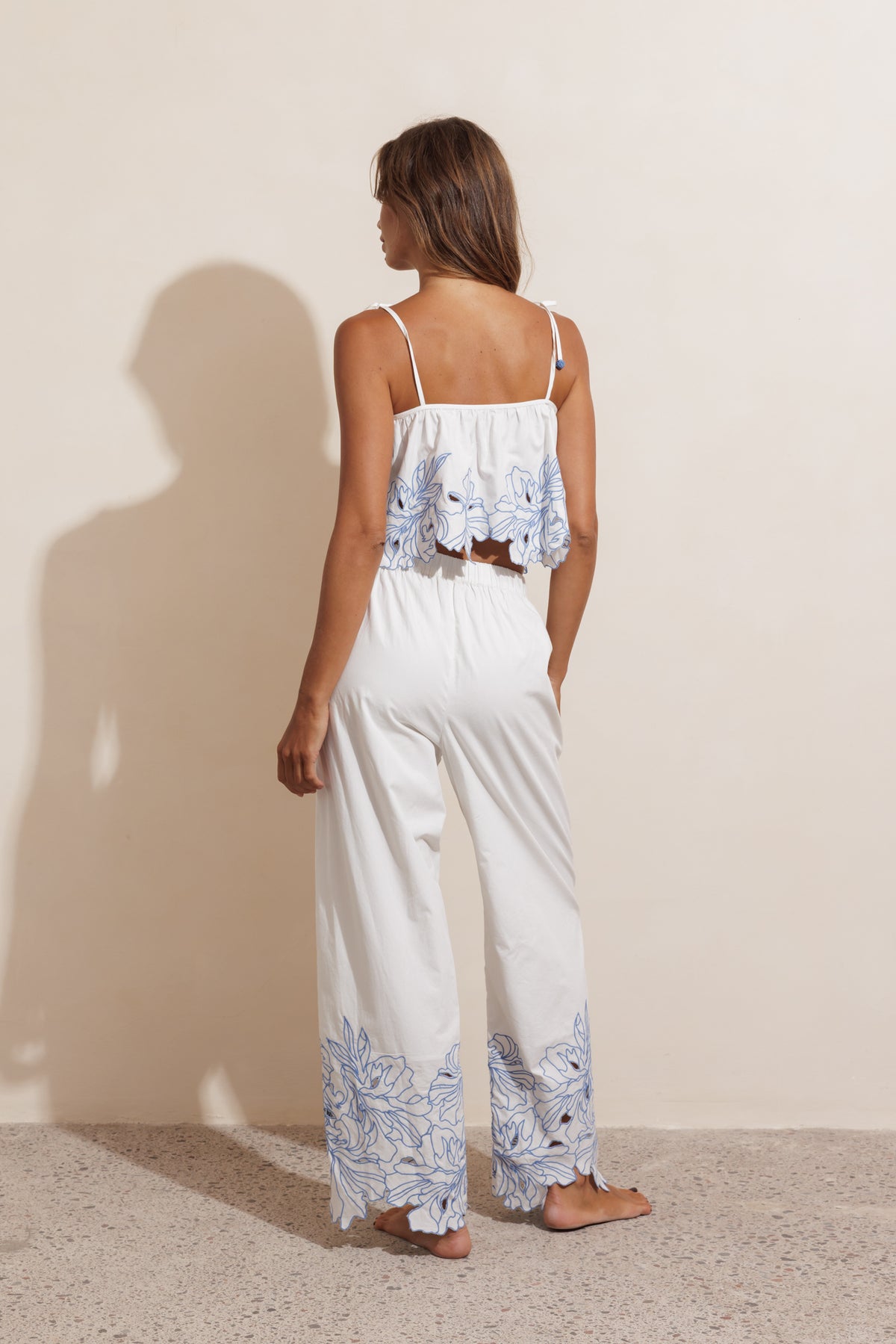 EVERLASTING EMBROIDERED PANTS - WHITE