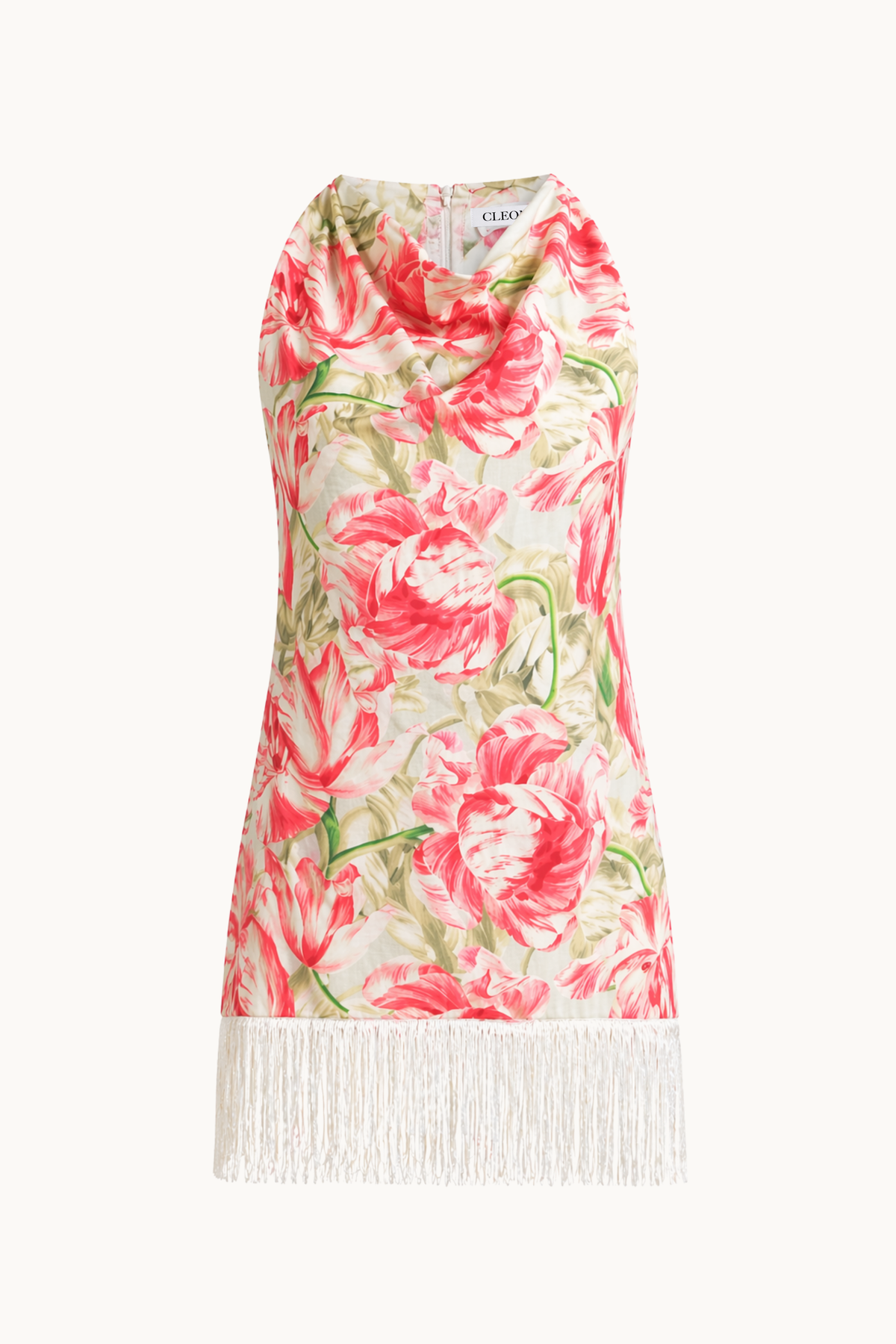 COWL NECK MINI DRESS - PEONY