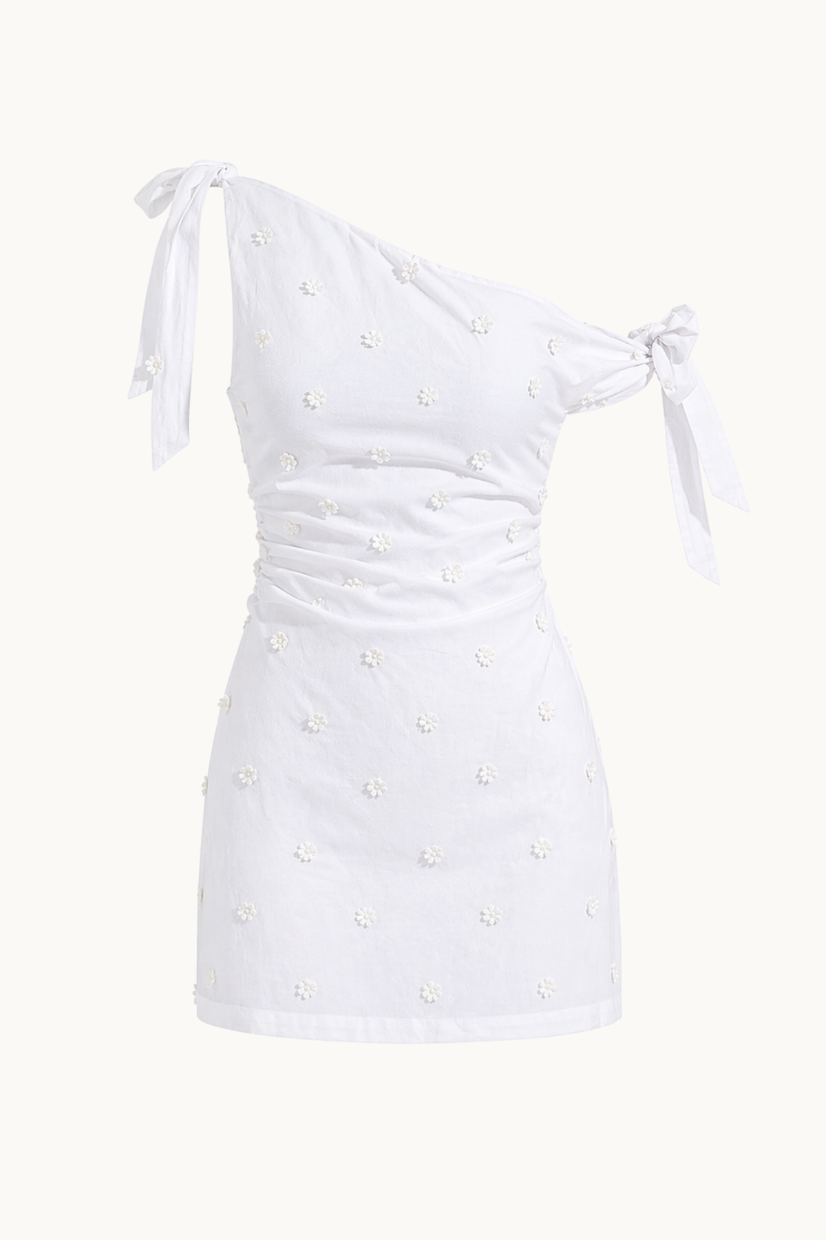 DAISY CHAIN COTTON MINI DRESS - WHITE