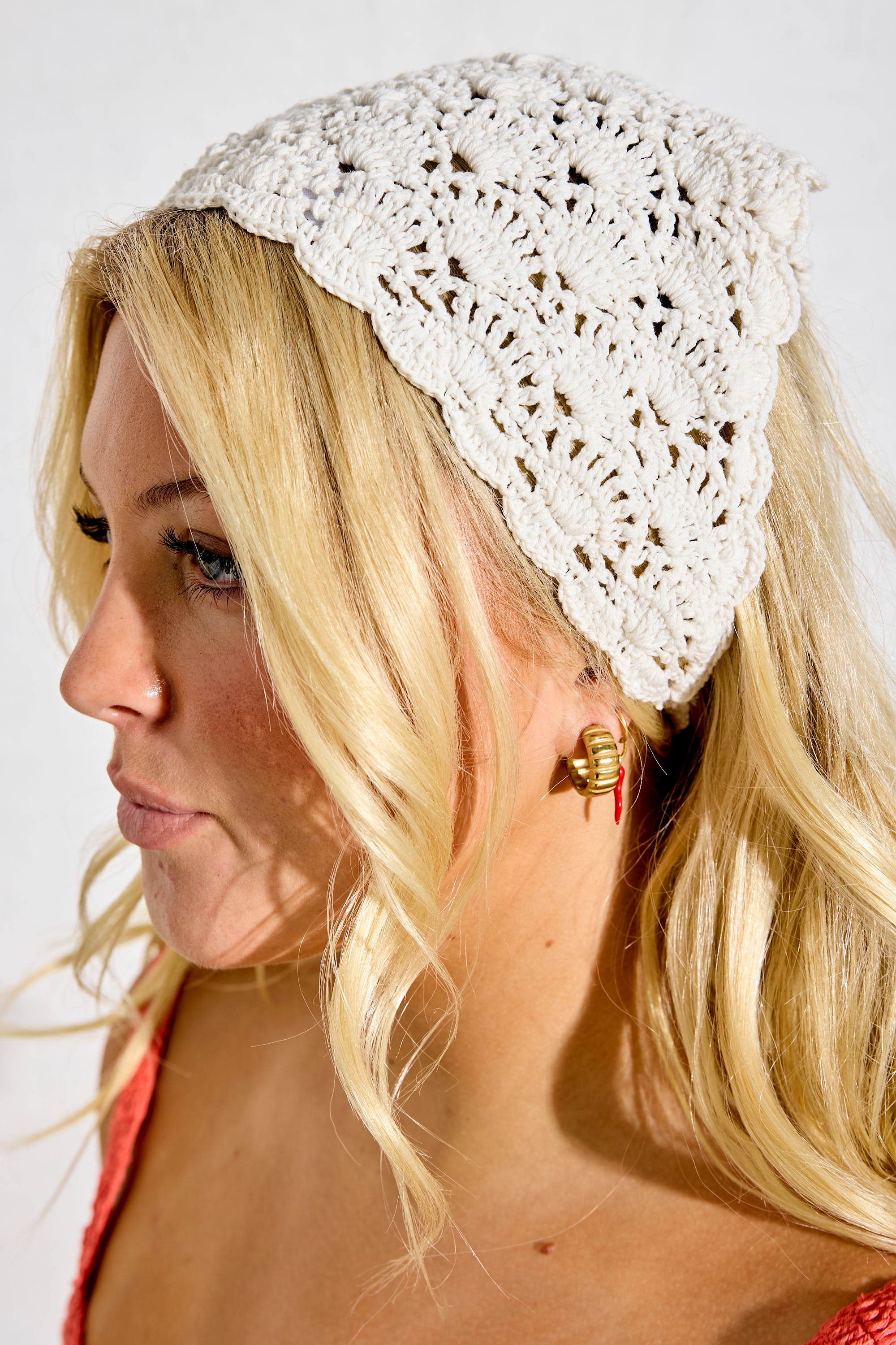 VILLAGE HAND CROCHET HEADBAND - CREAM CROCHET