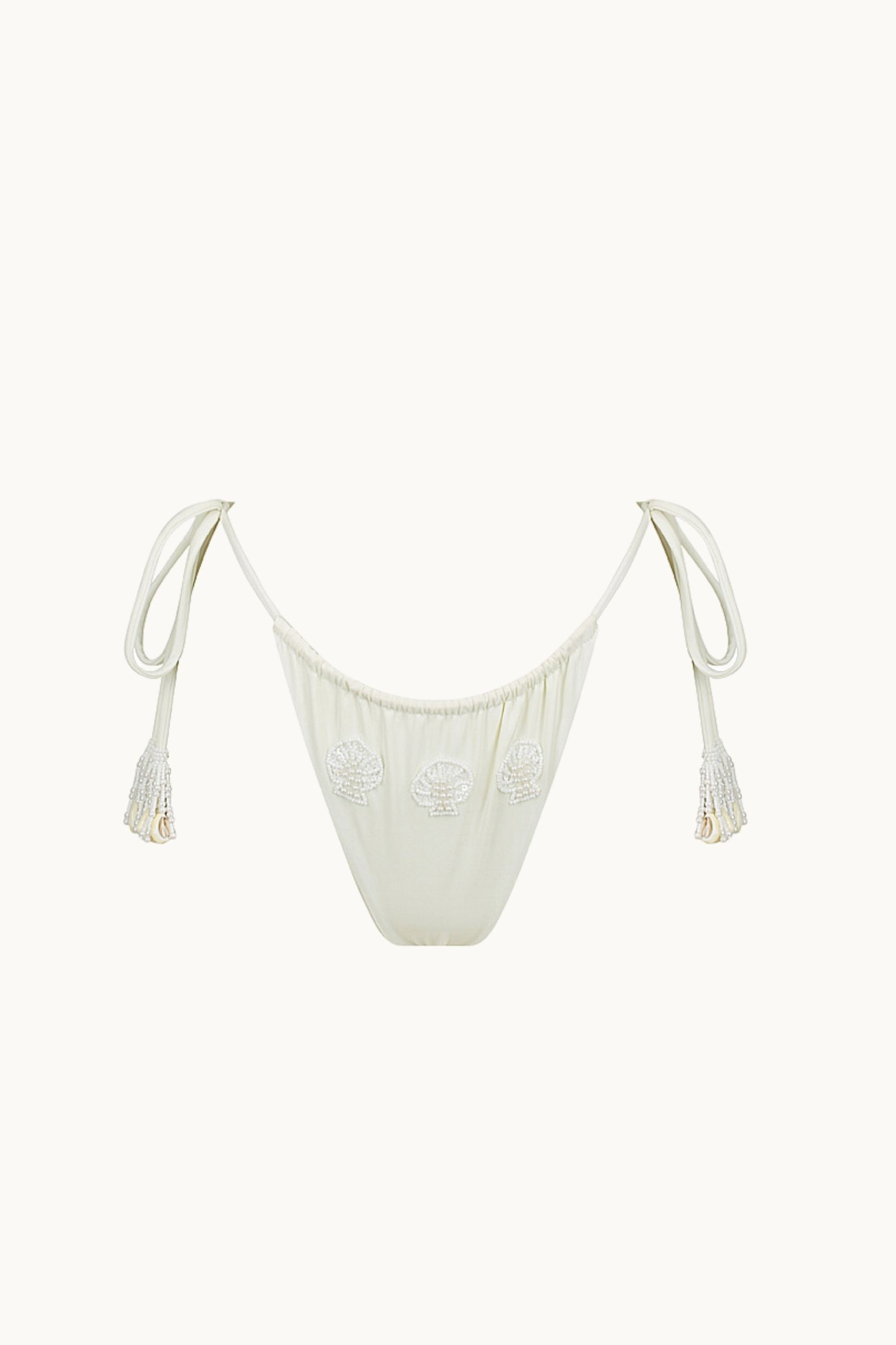 BEADED KINI BRIEF - HIBISCUS CREAM
