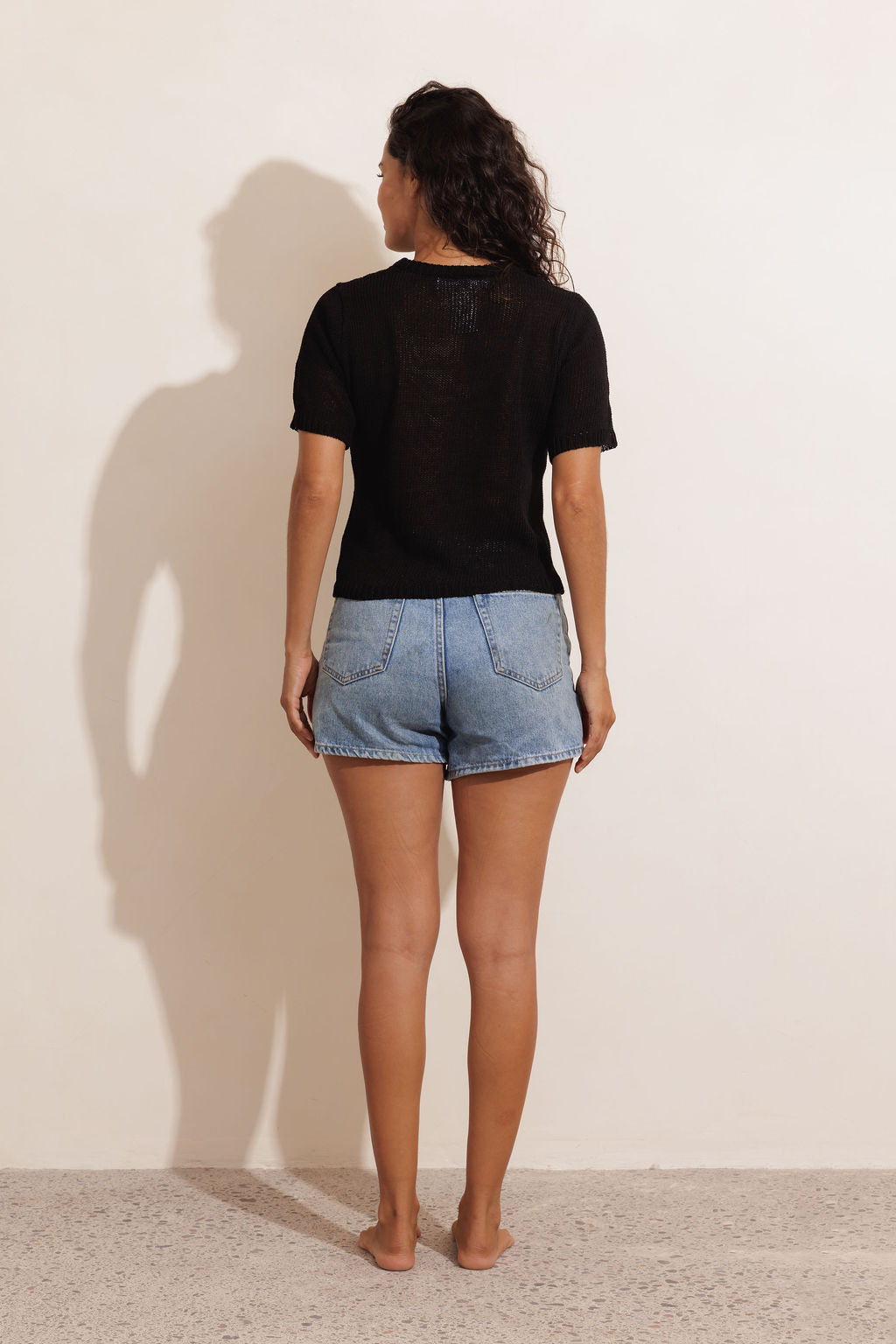 POLO KNIT T-SHIRT - BLACK