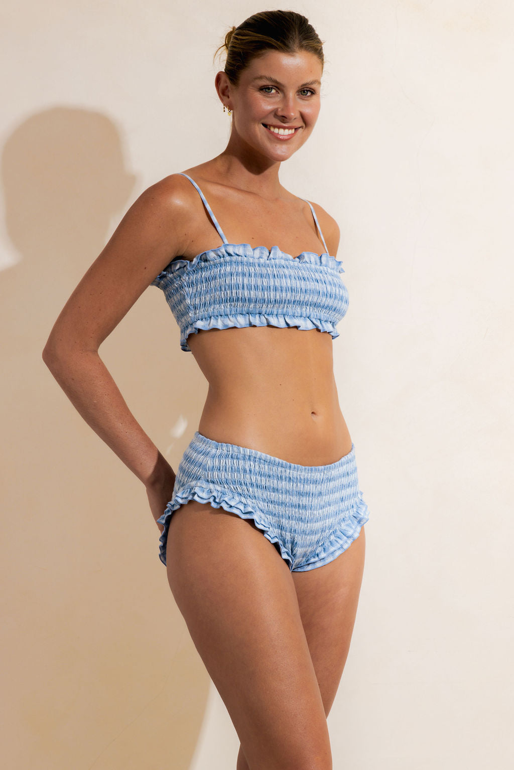 FRANGIPANI BRIEF - BLUE CHECK