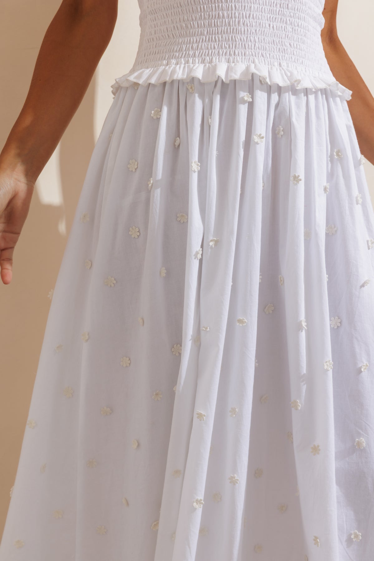 DAISY CHAIN COTTON MAXI SKIRT - WHITE