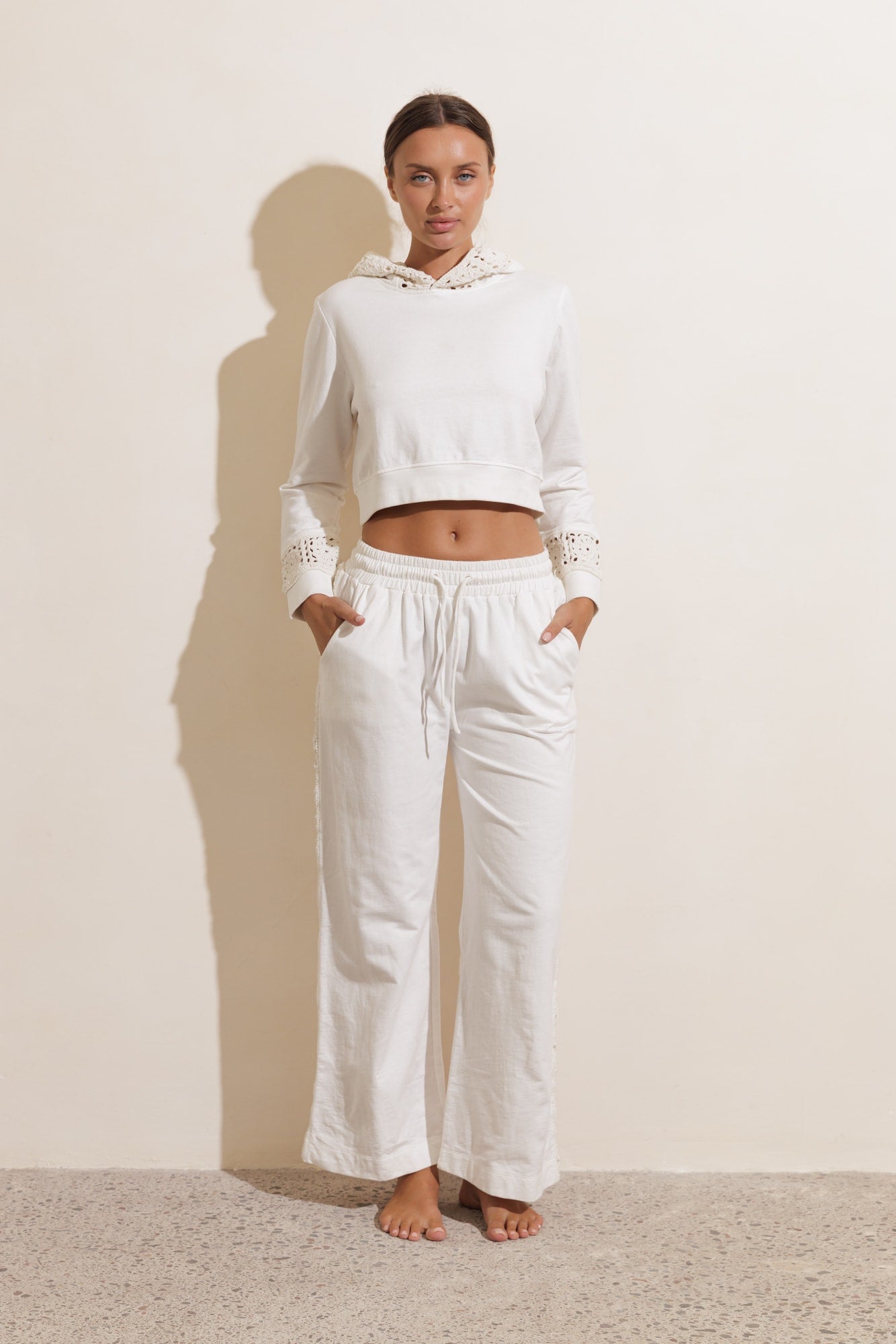 DRIFT CROCHET TRACK PANTS - CREAM
