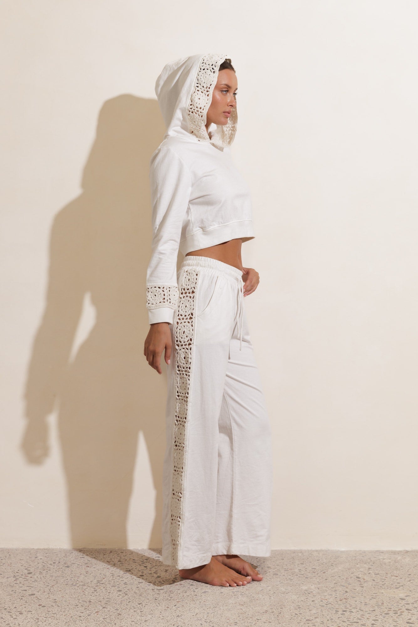 DRIFT CROCHET TRACK PANTS - CREAM
