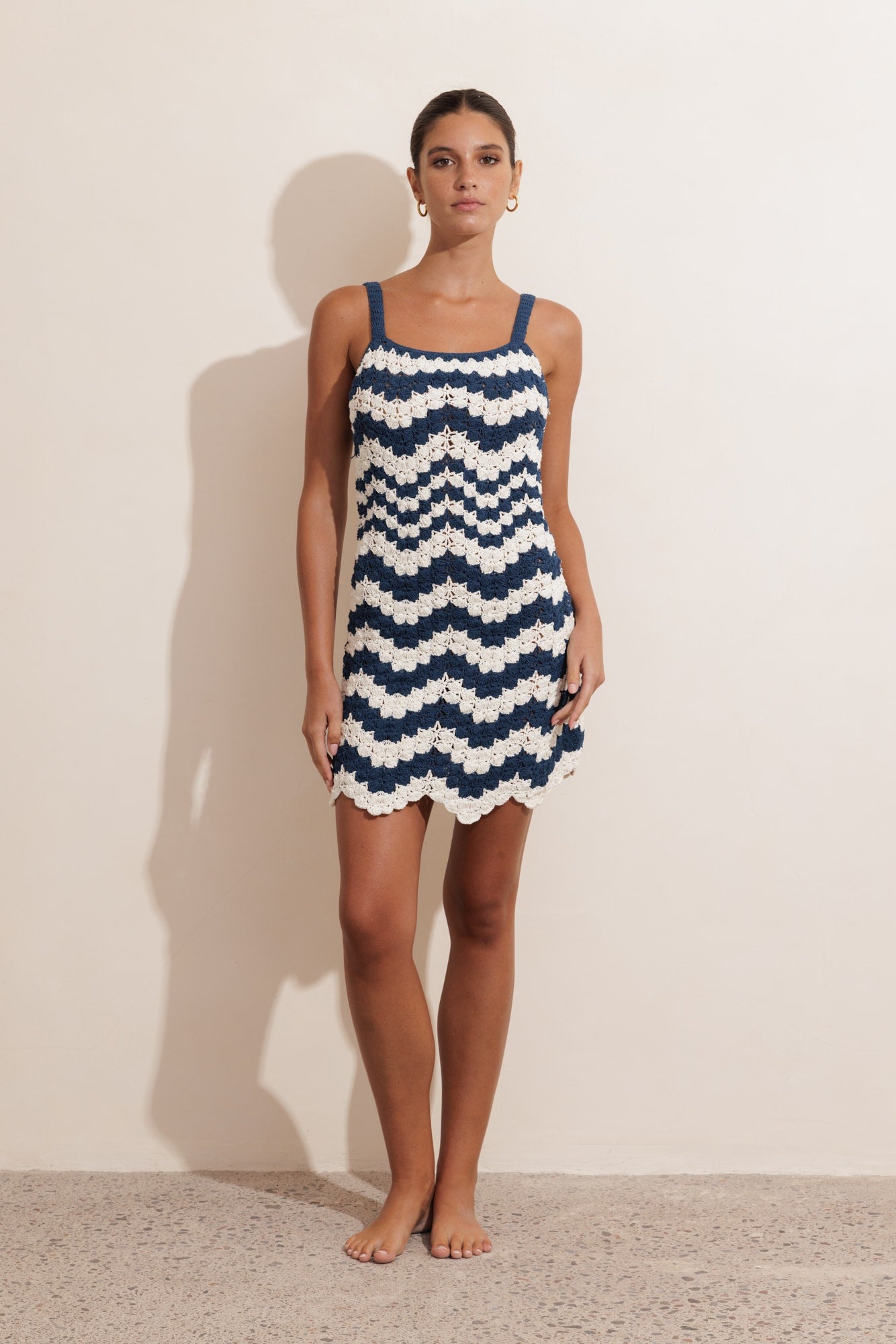 MOLOKAI CROCHET DRESS - NAVY & CREAM