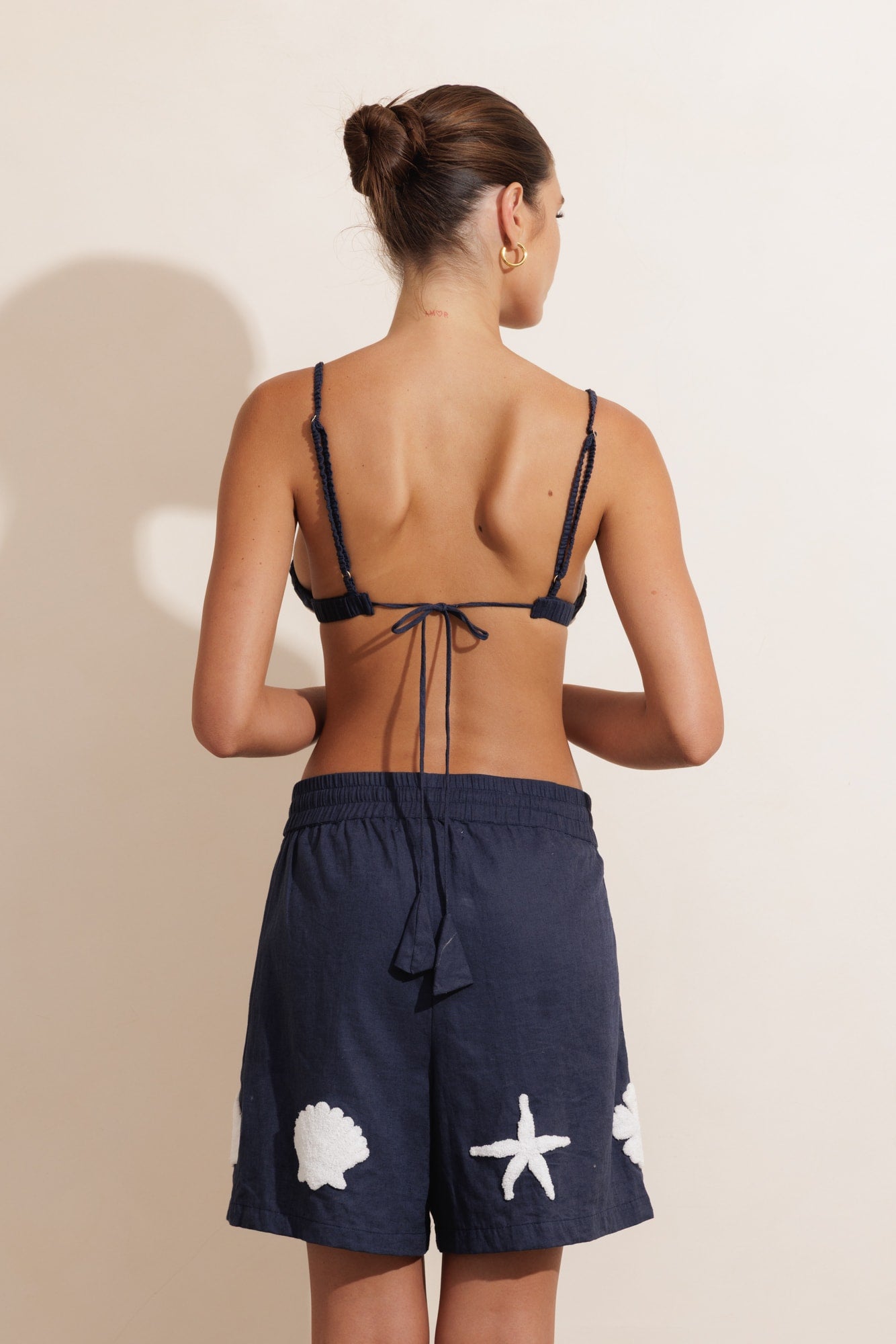 KAI LINEN BRALETTE - NAVY