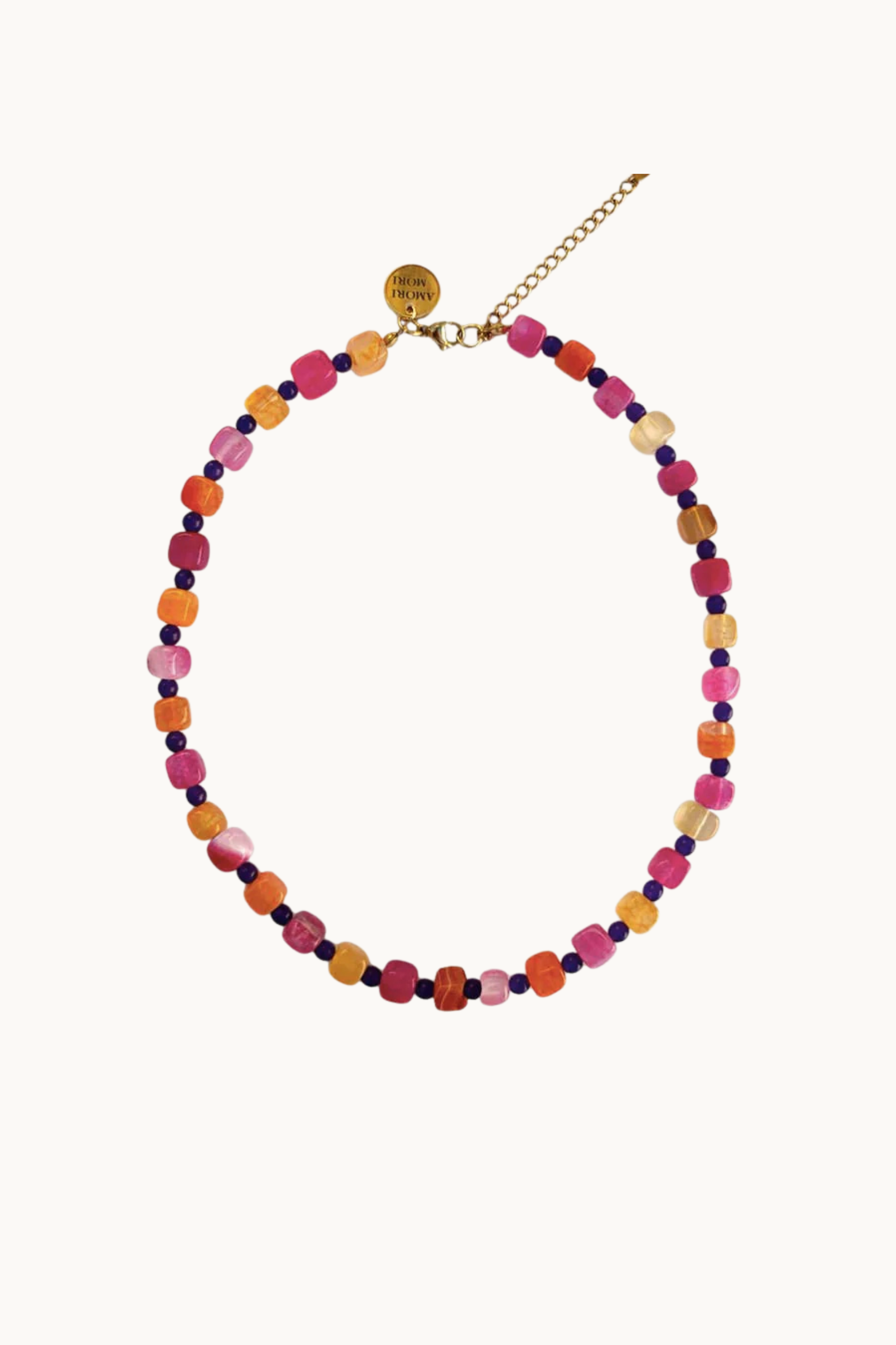 ORANGE & PINK STONE NECKLACE