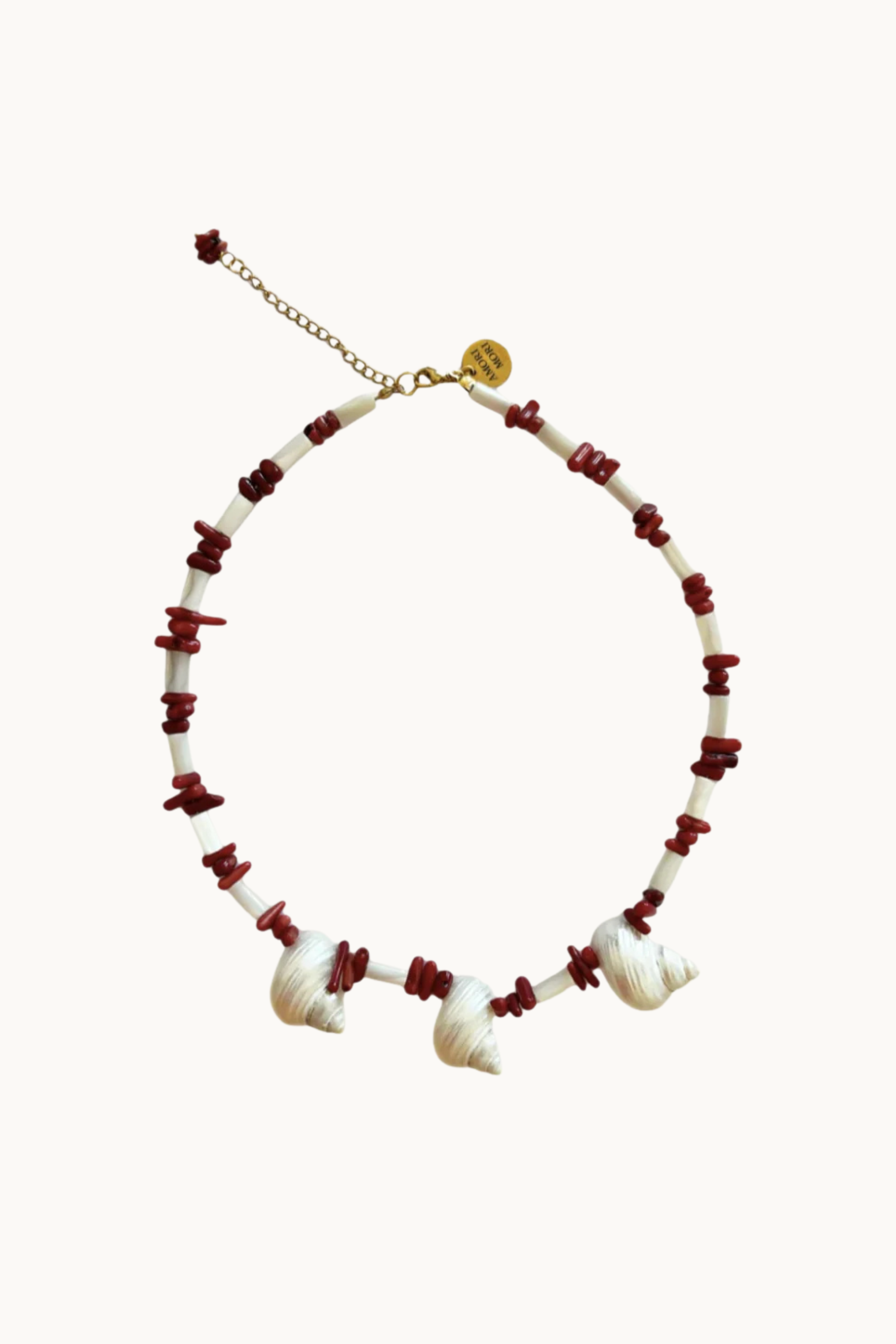 THREE SHELL NECKLACE - CORAL