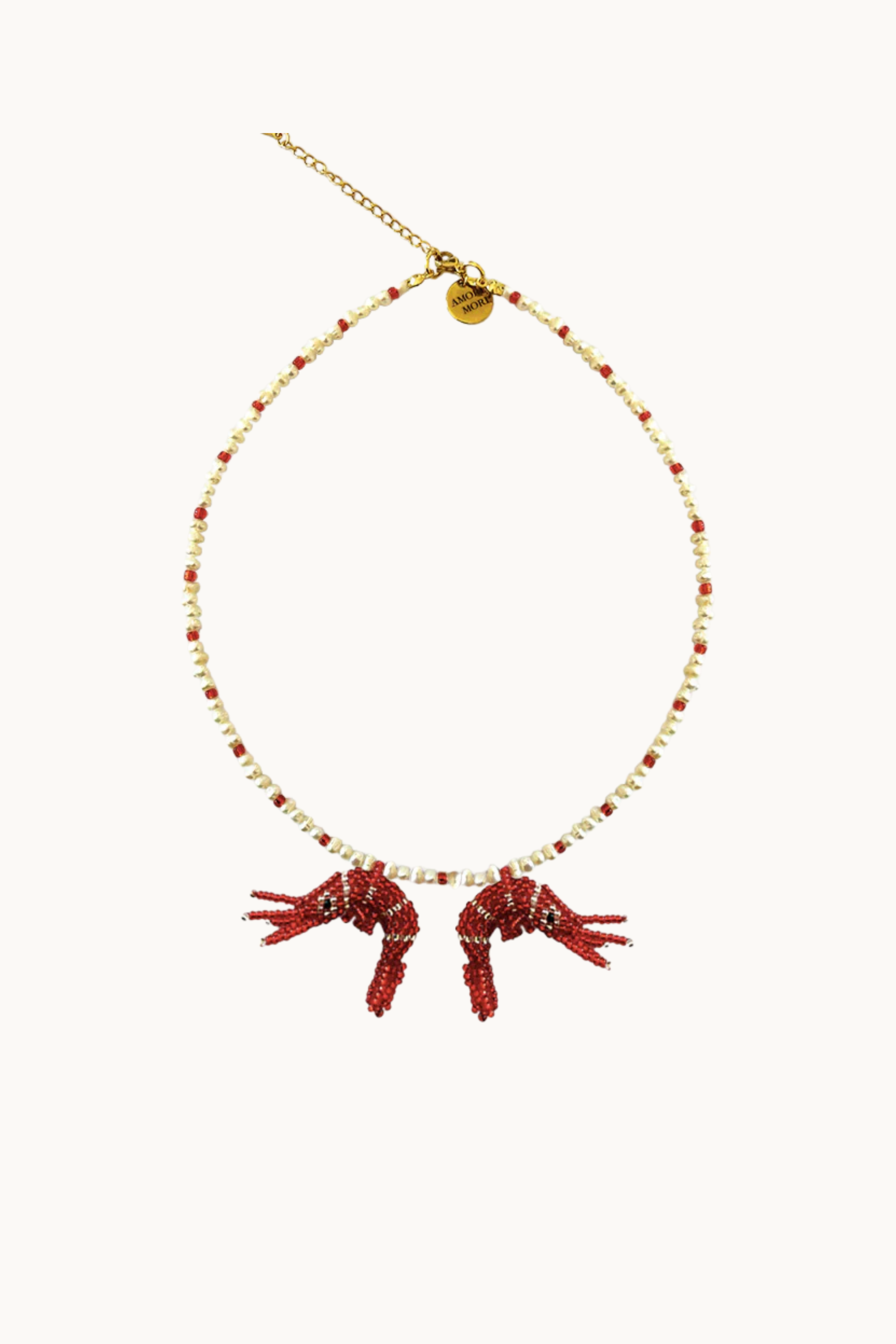 BABY TWO PRAWN NECKLACE - RED