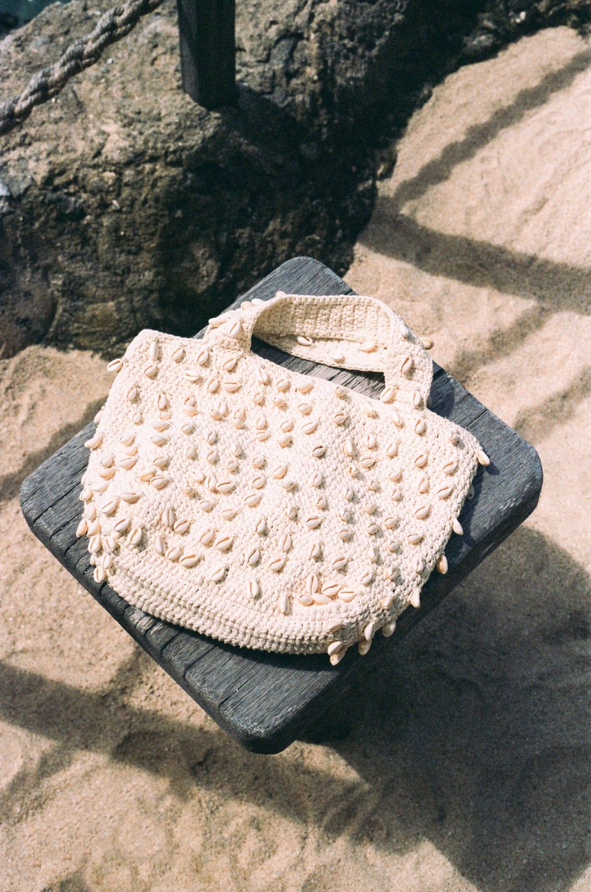 COWRIE SHELL CROCHET BAG