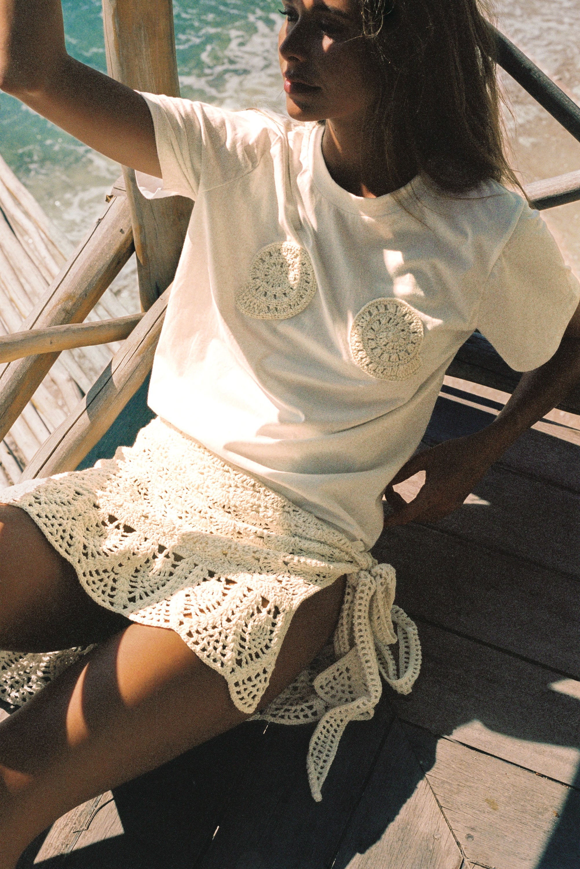 SAND CROCHET T-SHIRT - CREAM